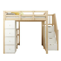 HOCHBETT 140/200 cm mit Stauraum, Sicherheitsleiter und Regalen aus Holzwerkstoff, Natur/Weiß - Weiß, Holzwerkstoff (140/200cm) - Redom
