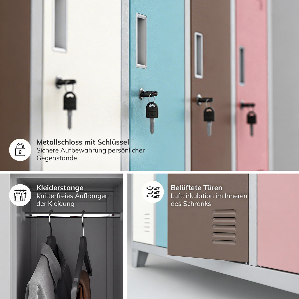 SCHLIESSFACHSCHRANK Bartek - Pink/Braun, Metall (136/172/45cm) - Jan Nowak
