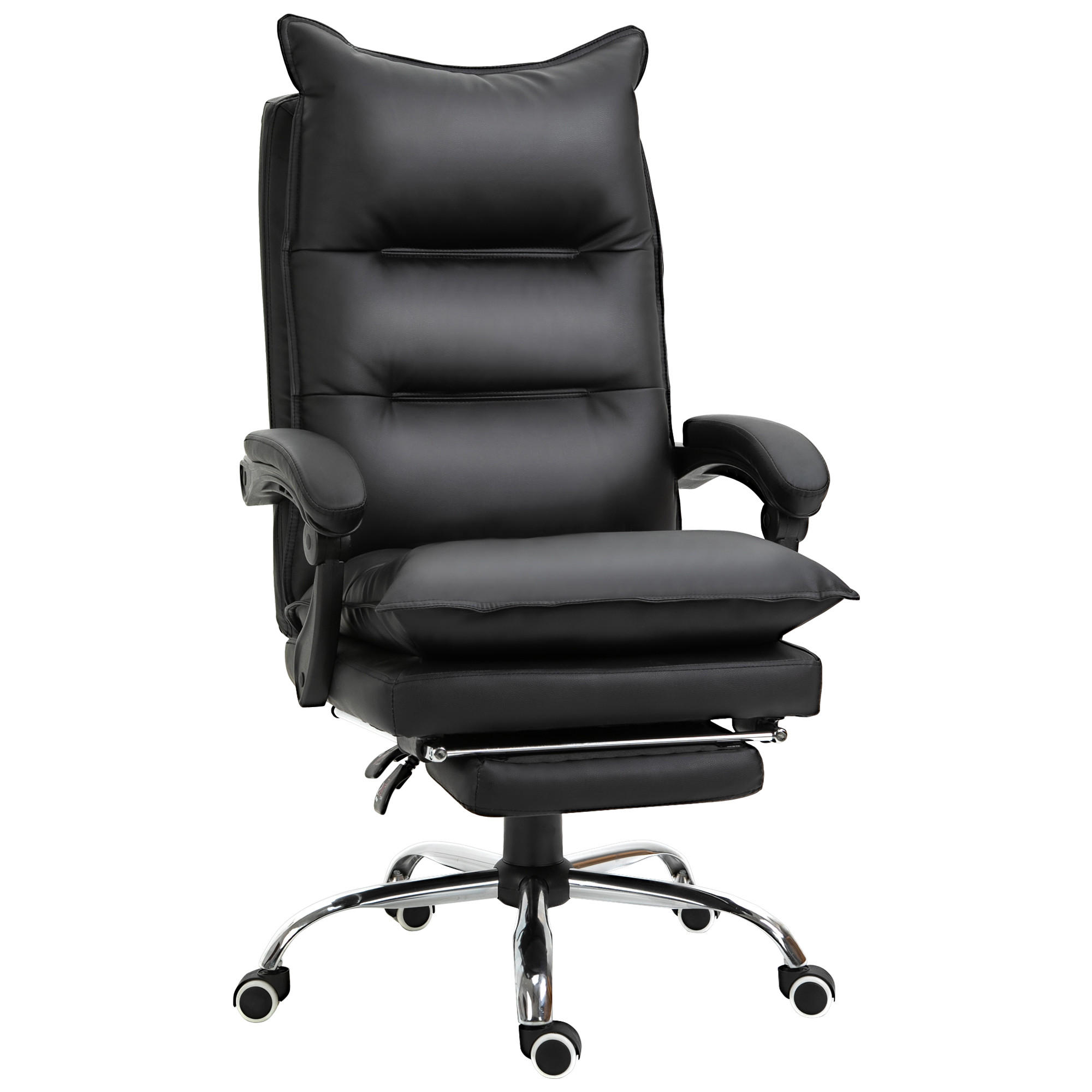 BÜROSTUHL, Kunstleder, Schwarz - Schwarz, Kunststoff (72/130/66cm) - Vinsetto