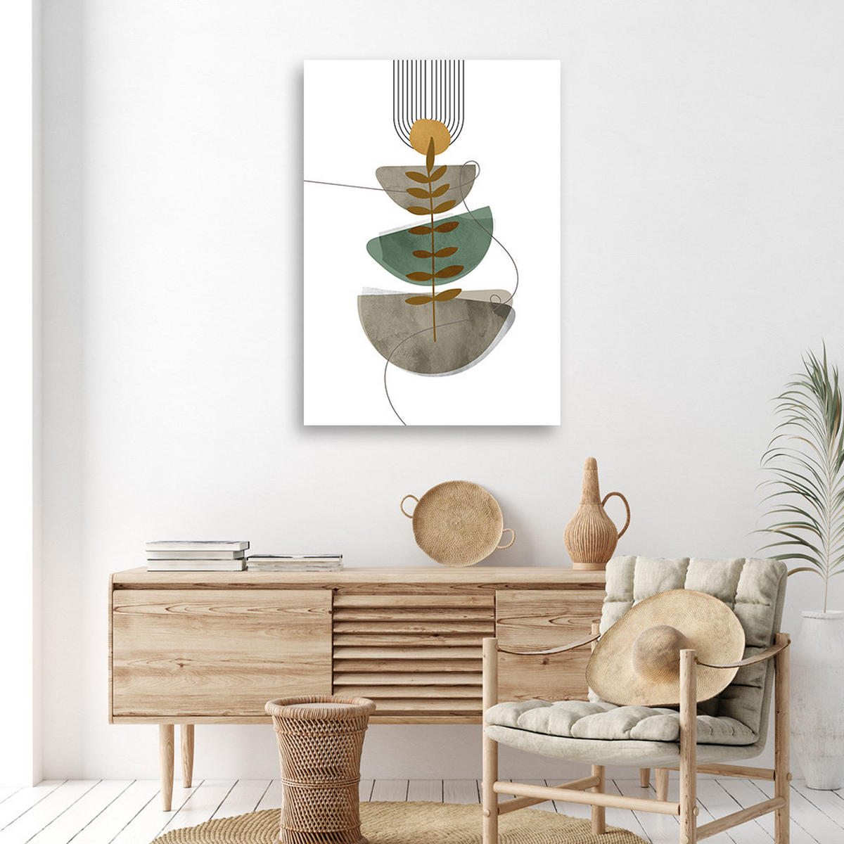 WANDBILD geometrische abstraktion boho - Beige, Textil (40/60cm) - Feeby