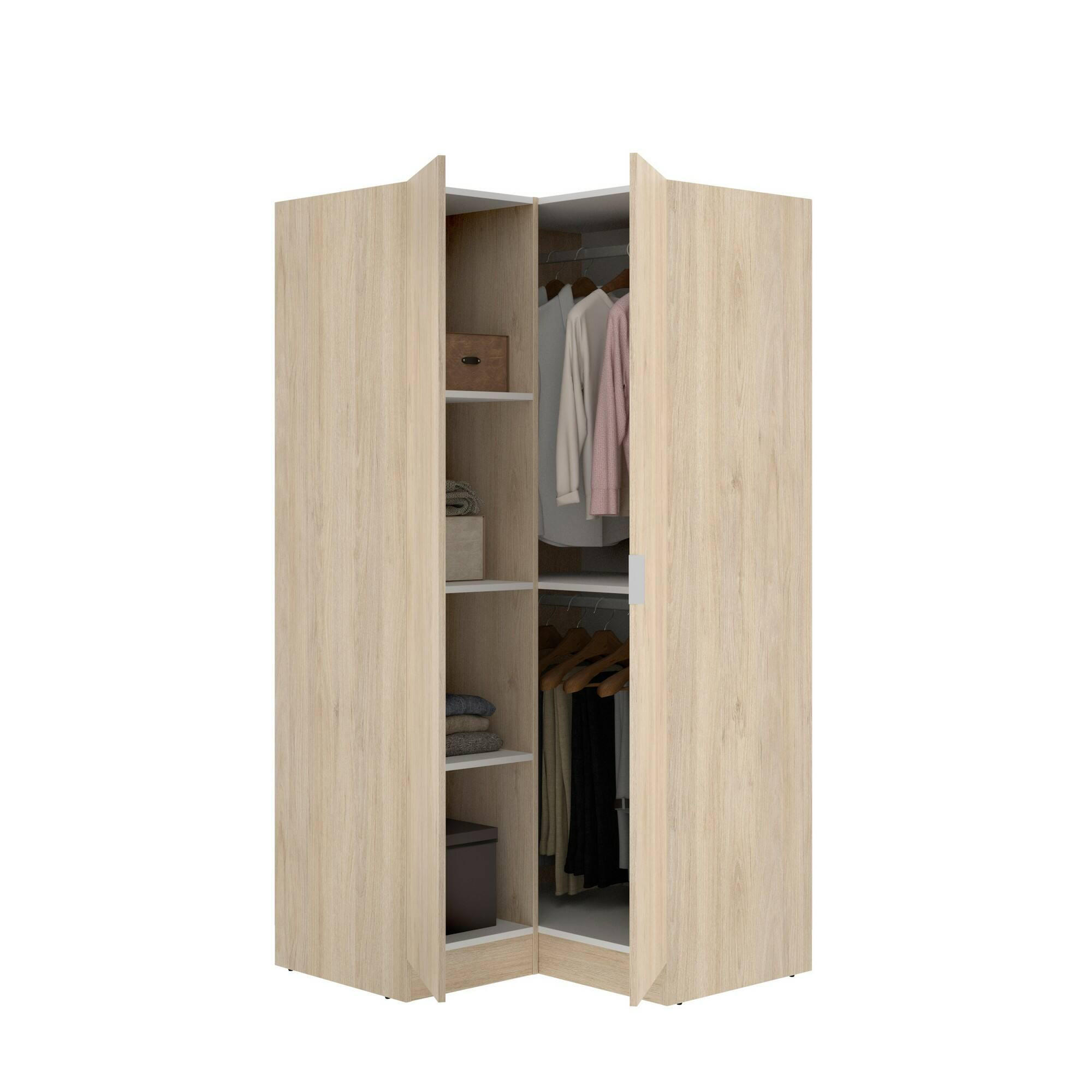 ECKKLEIDERSCHRANK Holz-Effekt Eiche 92.5x90.5h184 - Braun, Holzwerkstoff (90.5/184/92.5cm) - DMORA