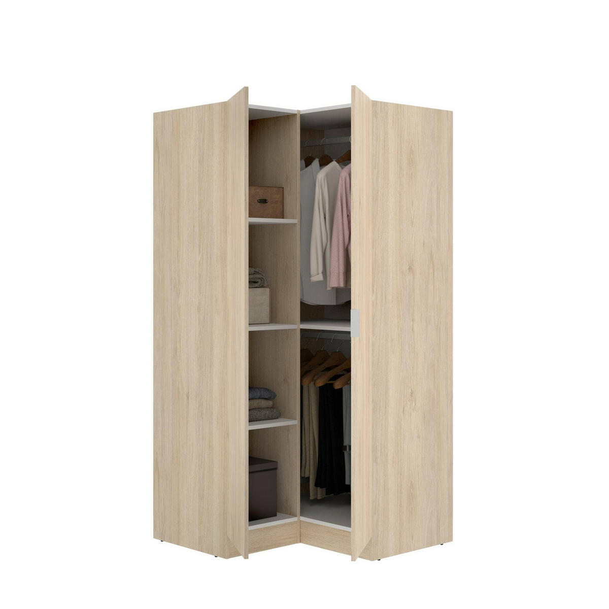 ECKKLEIDERSCHRANK Holz-Effekt Eiche 92.5x90.5h184 - Braun, Holzwerkstoff (90.5/184/92.5cm) - DMORA