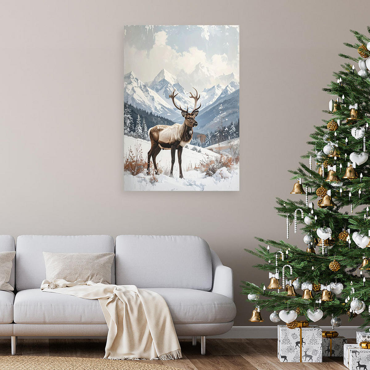 LEINWANDBILD Weihnachten 80x120cm - Weiß, Textil (80/120cm) - Feeby