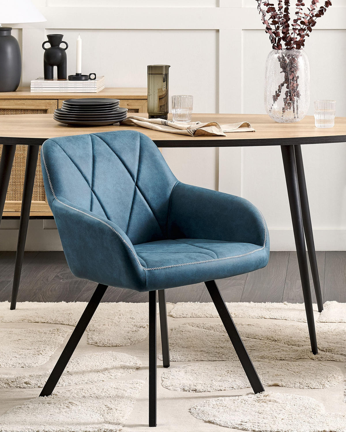 ÉTKEZŐSZÉK 2 darabos Szett Kárpit Kék Monee - kék, textil/fém (54/78/62cm) - Beliani