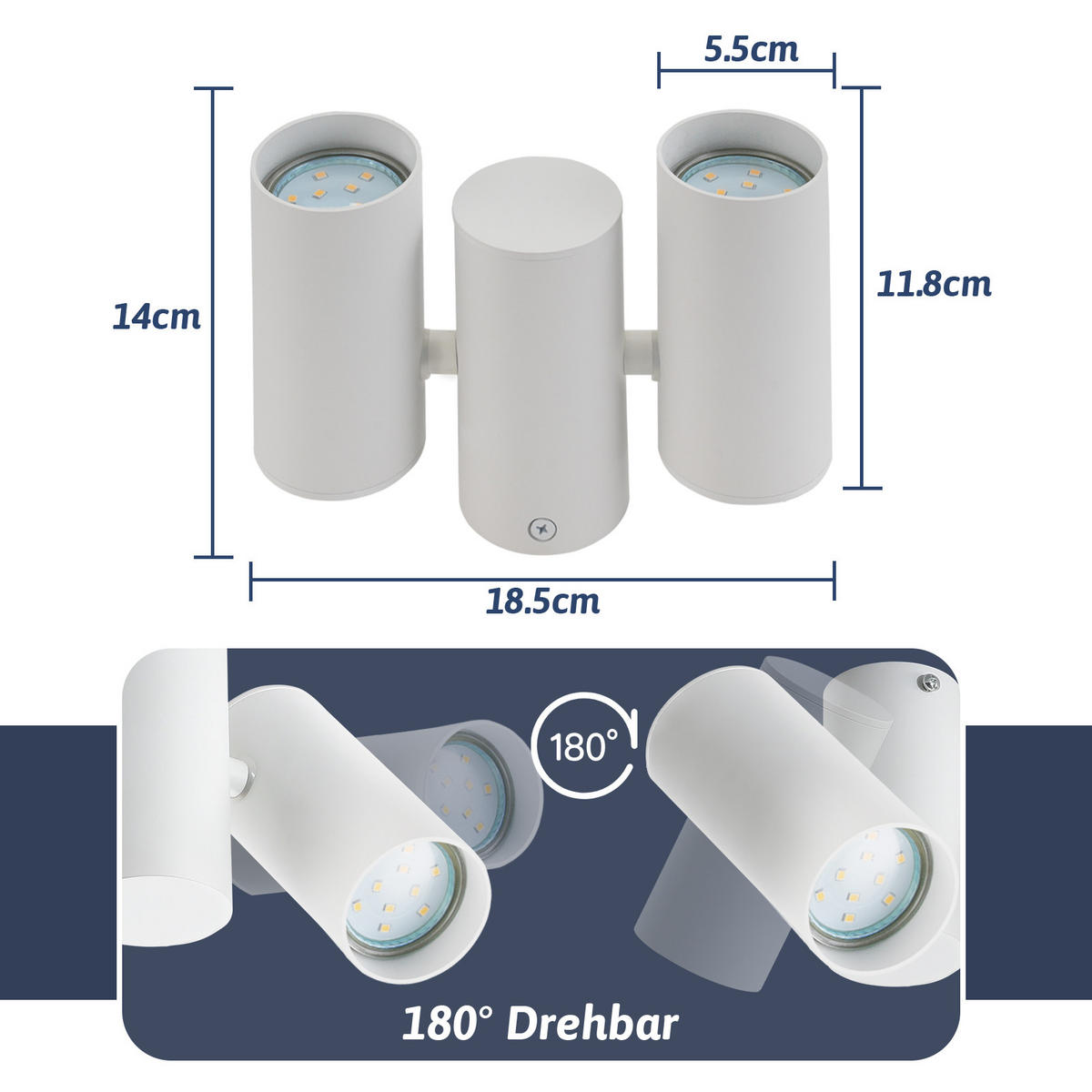 DECKENLEUCHTE Duff 5.5/14/18.5cm - Weiß, Metall (5.5/14/18.5cm) - Nettlife