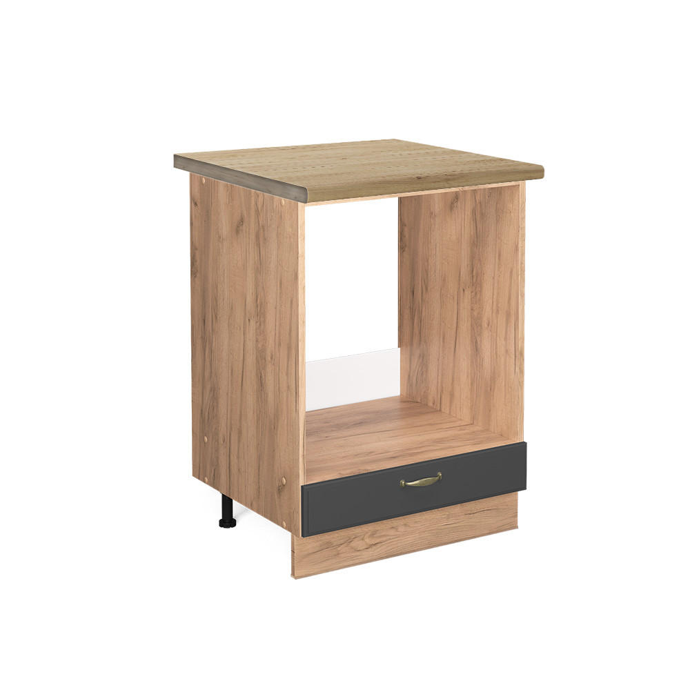 HERDUMBAUSCHRANK Fame-Line Anthrazit-Gold 60 cm, AP Eiche - Anthrazit/Eiche Wotan, Holzwerkstoff (60/82/60cm) - Vicco