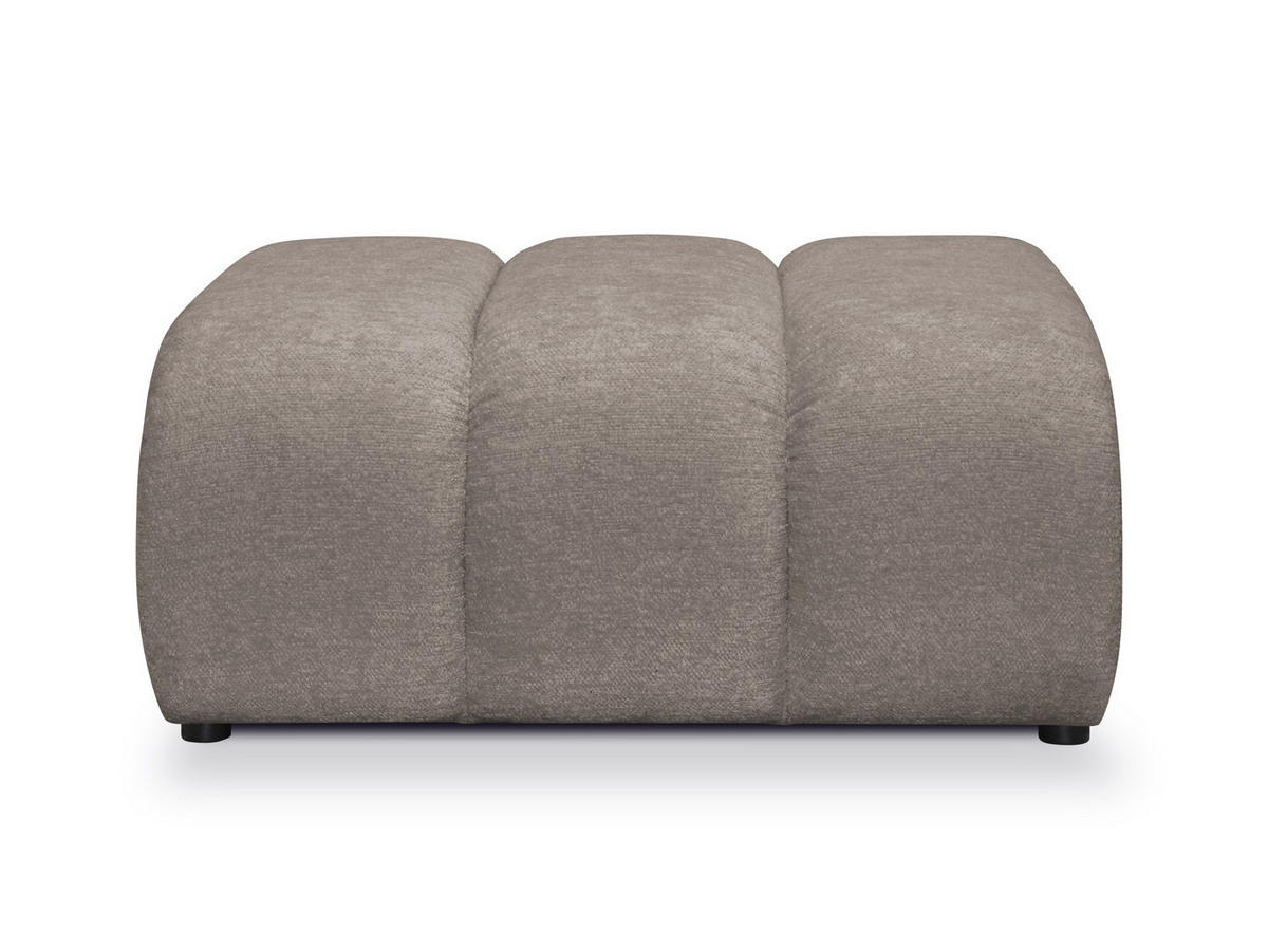 POUF Chenille Stoff Beige - Beige/Schwarz, Holzwerkstoff/Kunststoff (94/40/89cm) - Makamii