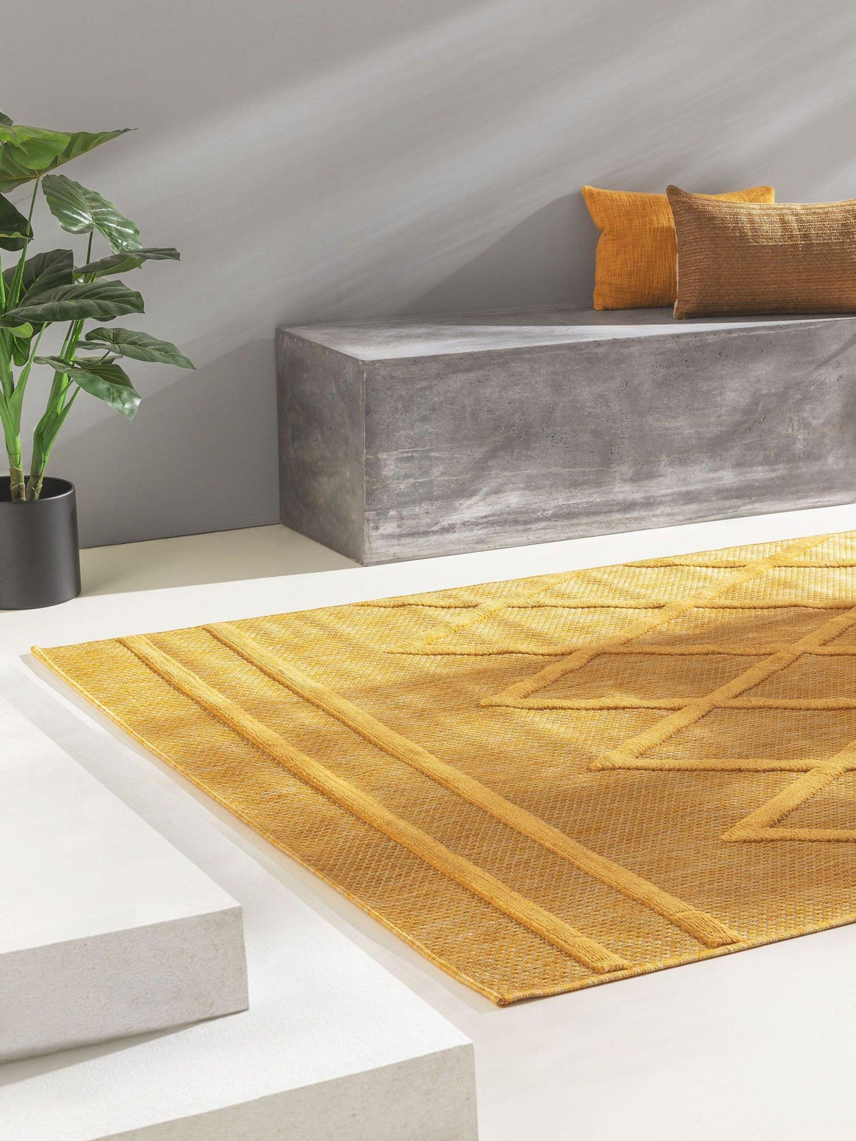 TEPPICH In- & Outdoor-Teppich Bonte Gelb - Gelb, Kunststoff (240/1cm) - KUNSTLOFT