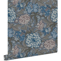 TAPETE Blumenmuster 53 cm x 10.05 m - Blau, Papier (53/1000cm) - ESTAhome