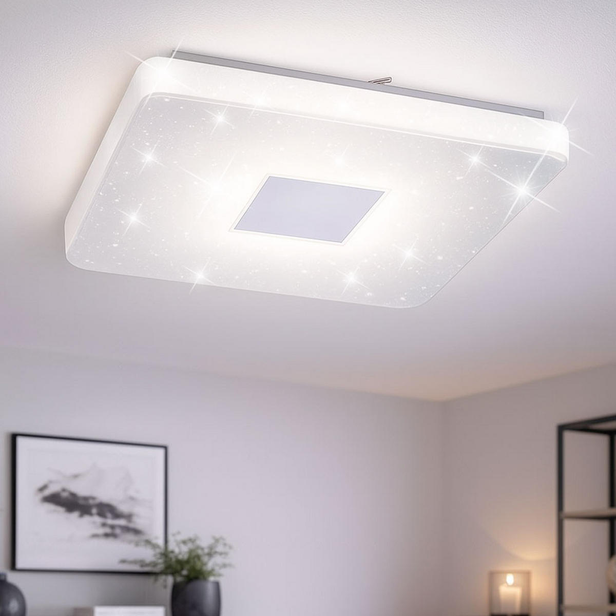 LED DECKENLAMPE Weiß Stahl CCT Dimmbar - Weiß, Metall (60/60/9.5cm)