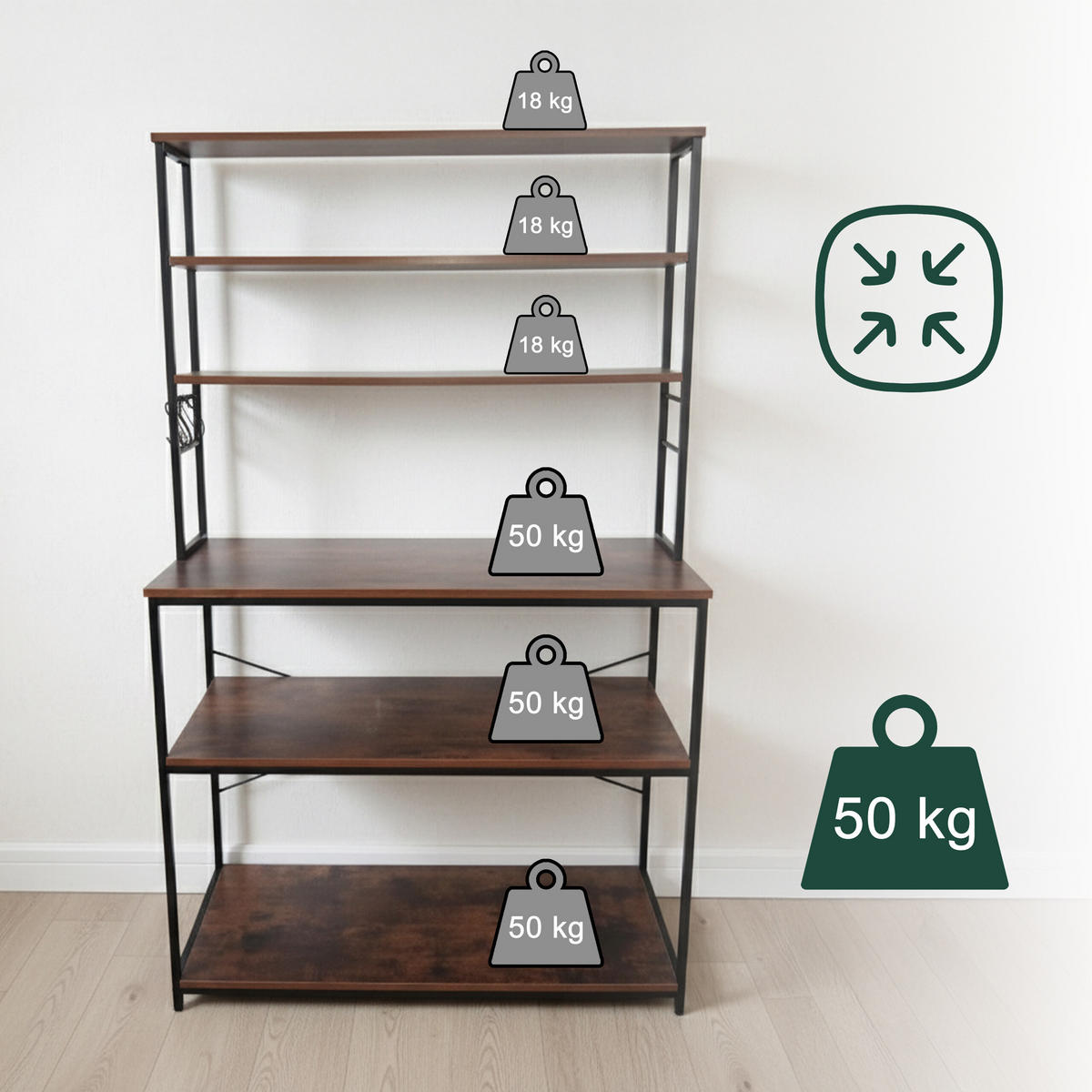 KÜCHENREGAL - Multicolor, Holzwerkstoff/Metall (100/167/40cm) - Relaxdays