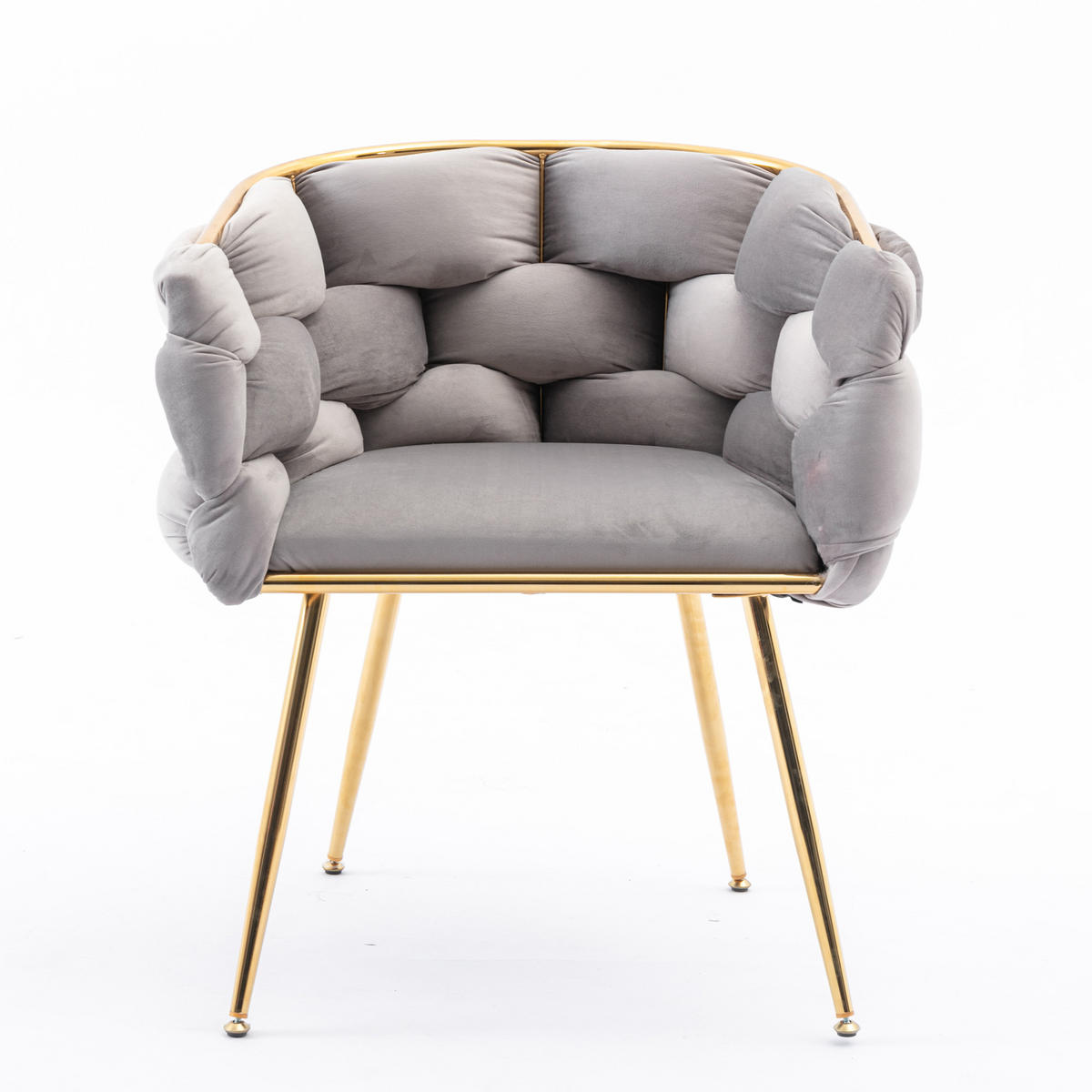SESSEL Samt Grau mit Metallgestell für Schlafzimmer, Wohnzimmer, Esszimmer - Grau, Textil/Metall (73/75/56cm) - WISHDOR