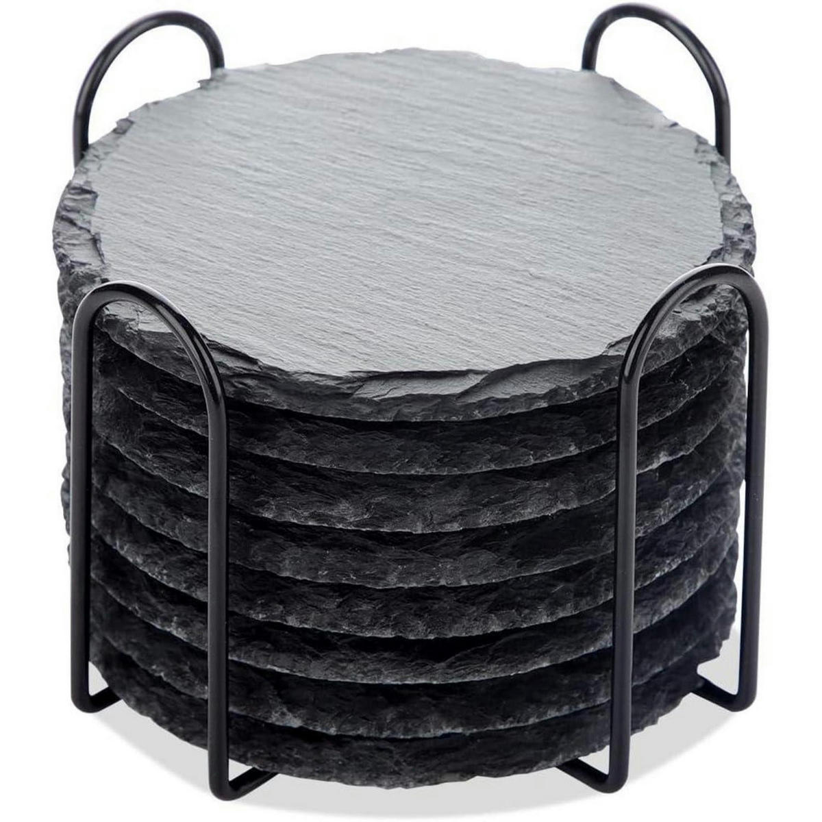 UNTERSETZER Schiefer 8er Set 10 cm - Anthrazit, Stein (10/10cm)