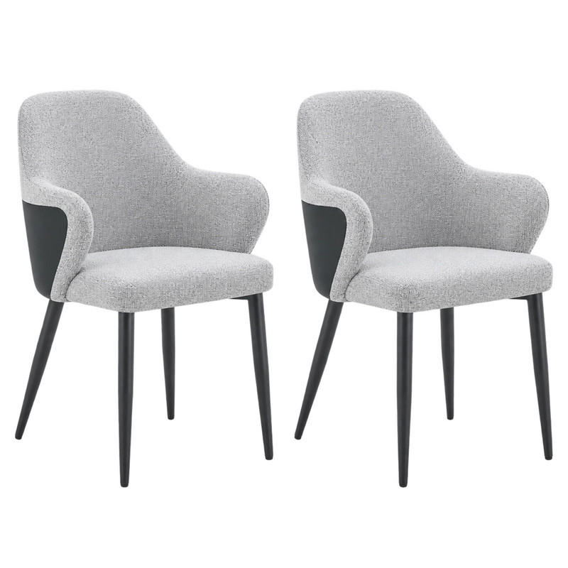 STUHL 2er-Set Esszimmer 83 cm Stoff Grau/Schwarz - Grau, Metall (56.5/83/53cm) - Meubliv