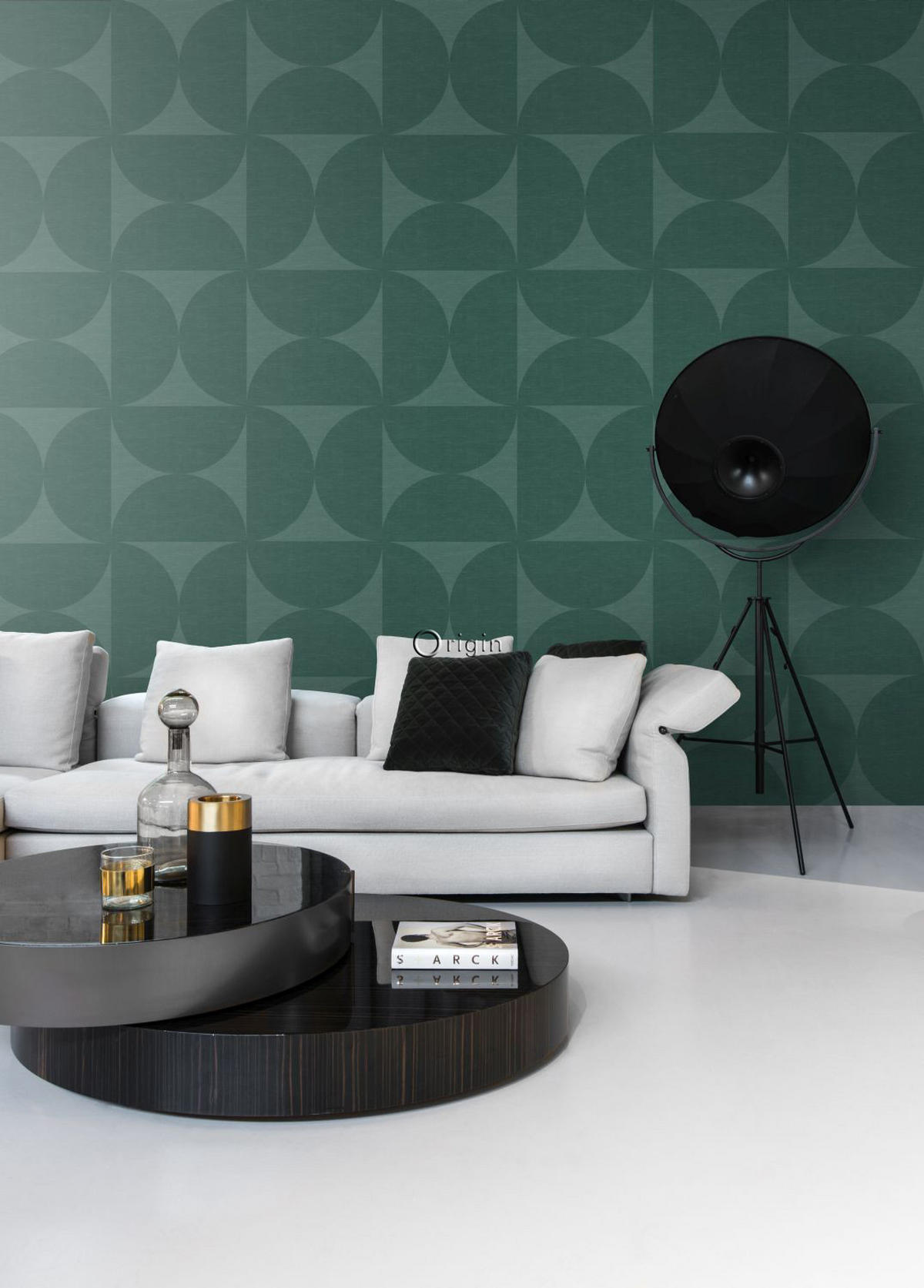 XXL-VLIESTAPETE Halbkreise 50 x 900 cm - Grün, Papier (50/900cm) - Origin Wallcoverings