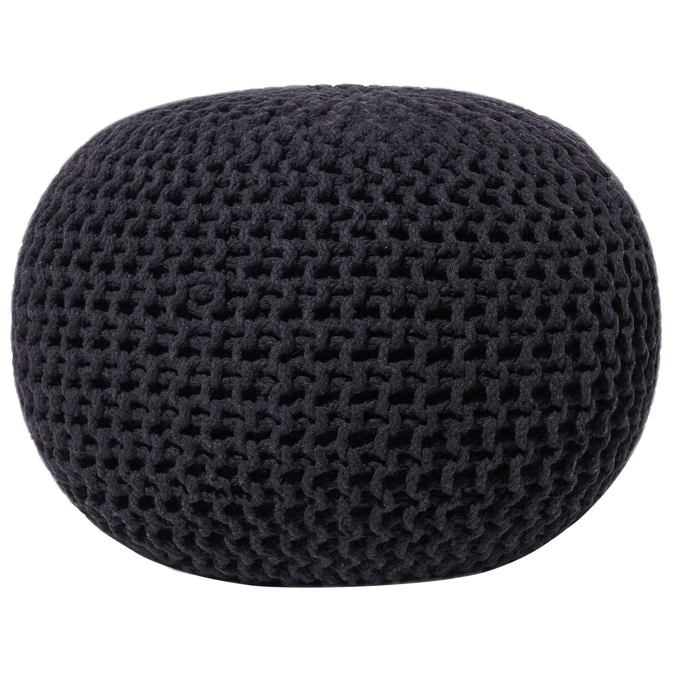 POUF Conrad 50/50/35 cm - Schwarz, Naturmaterialien/Textil (50/35/50cm) - Beliani