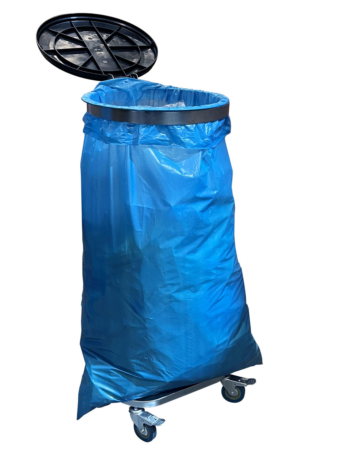 ROLLBARER Müllsackständer mit 4 Rollen verzinkt - Silberfarben, Metall (40/100/40cm) - QUICK STAR