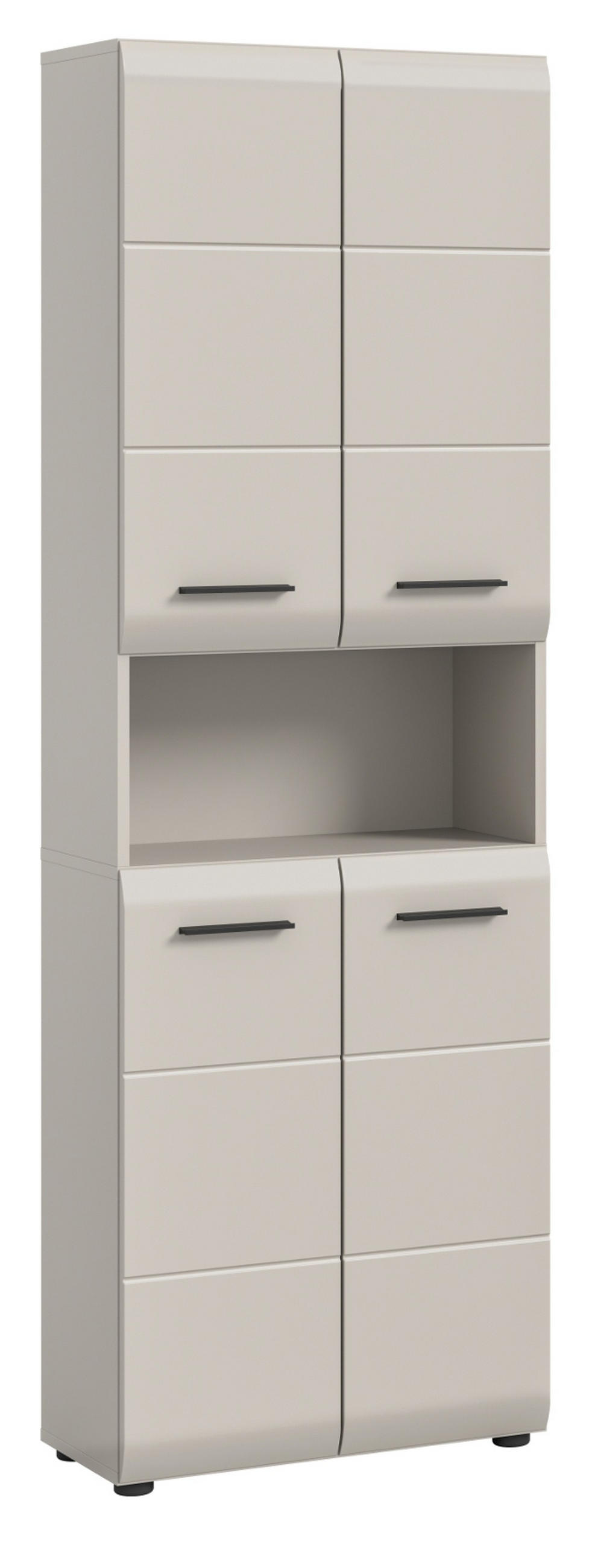 HOCHSCHRANK Kaschmir 60 x 185 cm, Badschrank mit viel Stauraum - Kaschmir/Schwarz, Holzwerkstoff/Kunststoff (60/185/30cm) - Inn.Furn