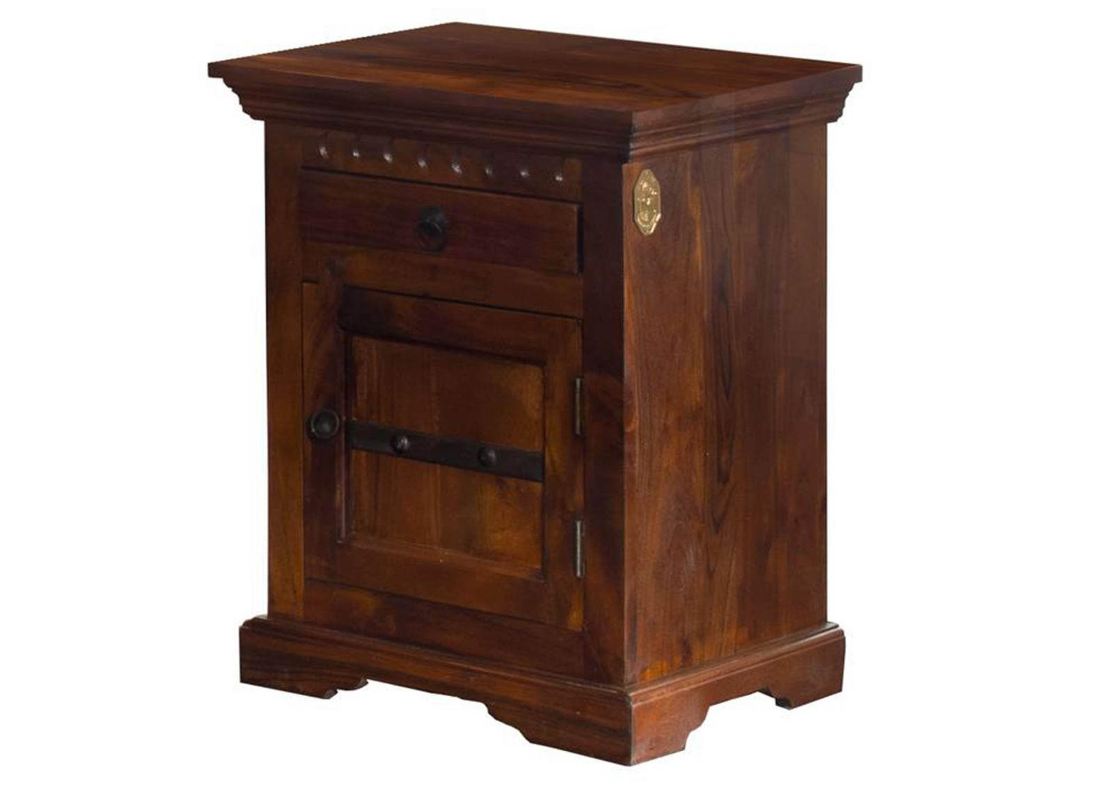 NACHTTISCH Akazie 45x40x60 nougat lackiert OXFORD #271 - Dunkelbraun, Holz (45/60/40cm) - Massivmoebel24
