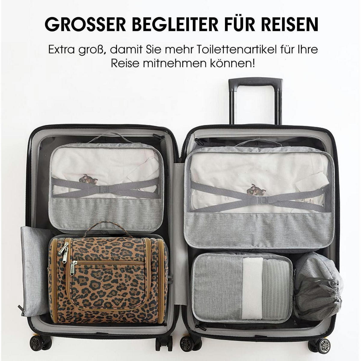 KULTURTASCHE zum Aufhängen mit Leopardenmuster 27 cm - Multicolor, Textil (5/2/5cm)