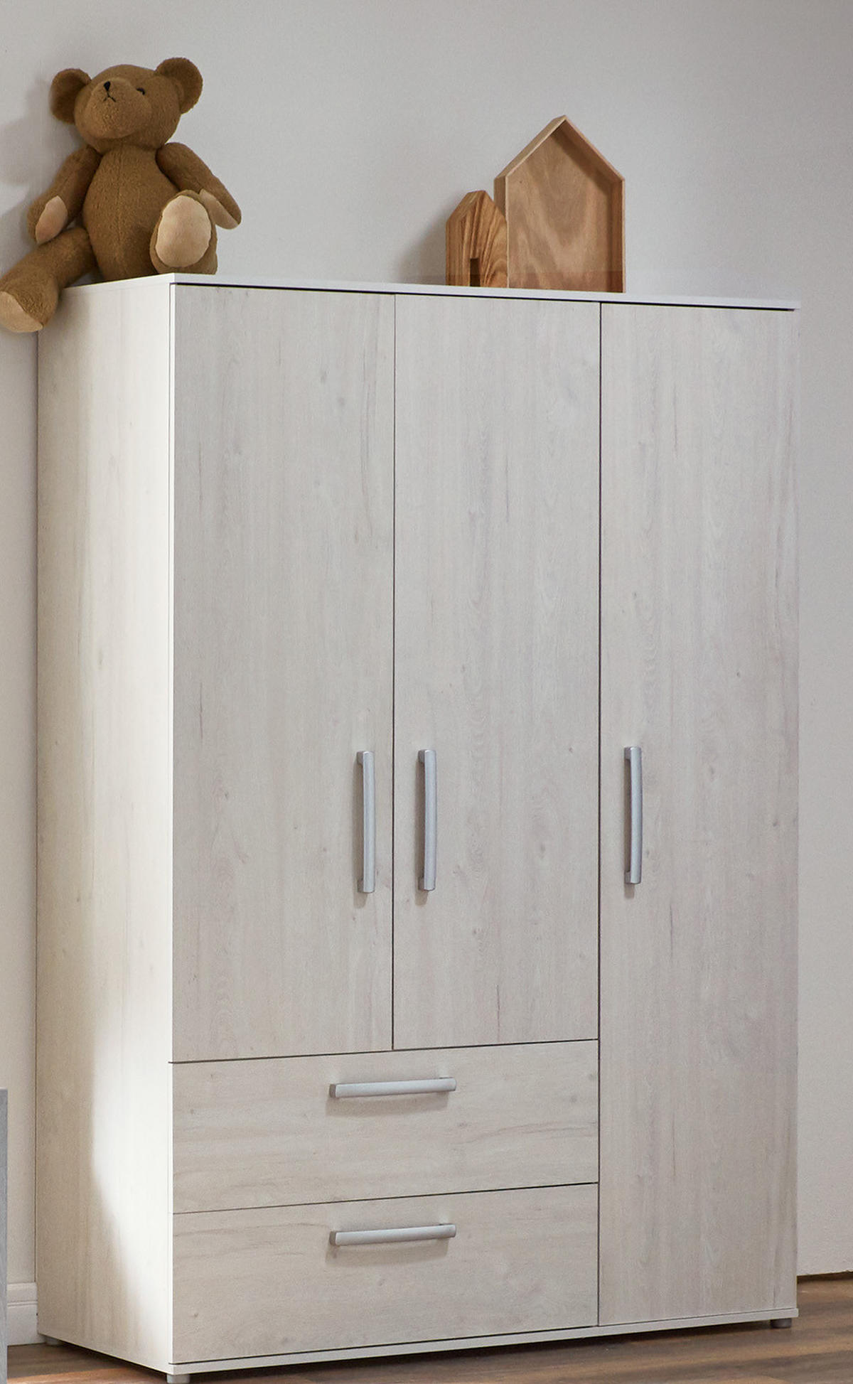 BABYZIMMER SET Emily 3-tlg. - Eichefarben/Silberfarben, Holzwerkstoff/Kunststoff (1/1/1cm) - arthur berndt