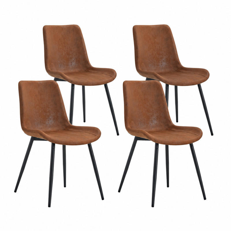 ESSZIMMERSTUHL 4er-Set Tech-Fabric Braun Metallgestell Schwarz - Braun, Metall (47/83/50cm) - Meubliv