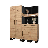 GARDEROBEN-SET 196/158/45,6 - Dunkelgrau/Schwarz, Holz/Kunststoff (158/196/45.6cm) - Abiks Möbel