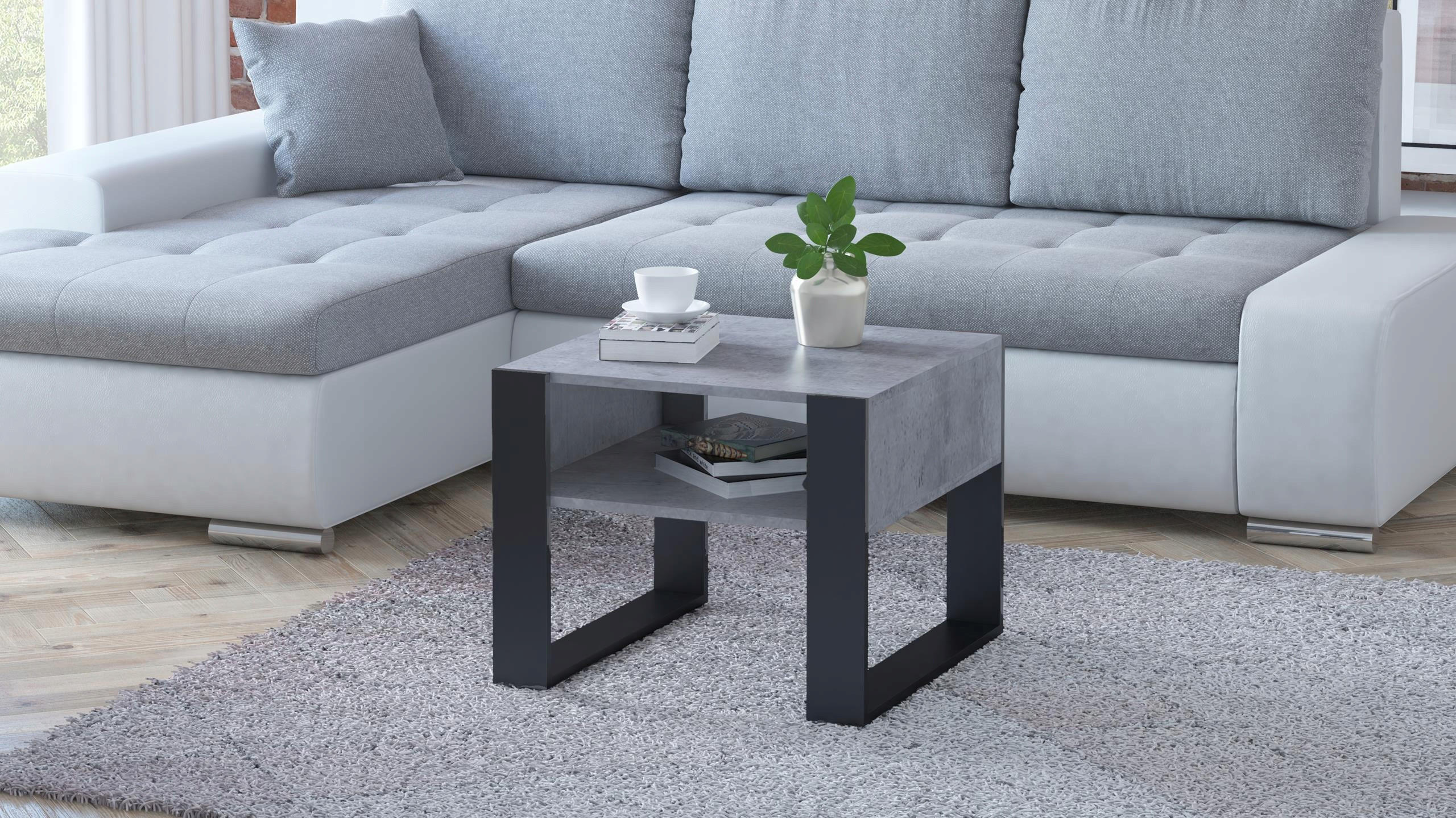 COUCHTISCH KAJA Beton 60/53,6/50 cm - Grau, Holzwerkstoff (53.6/60/50cm) - Matkam Möbel