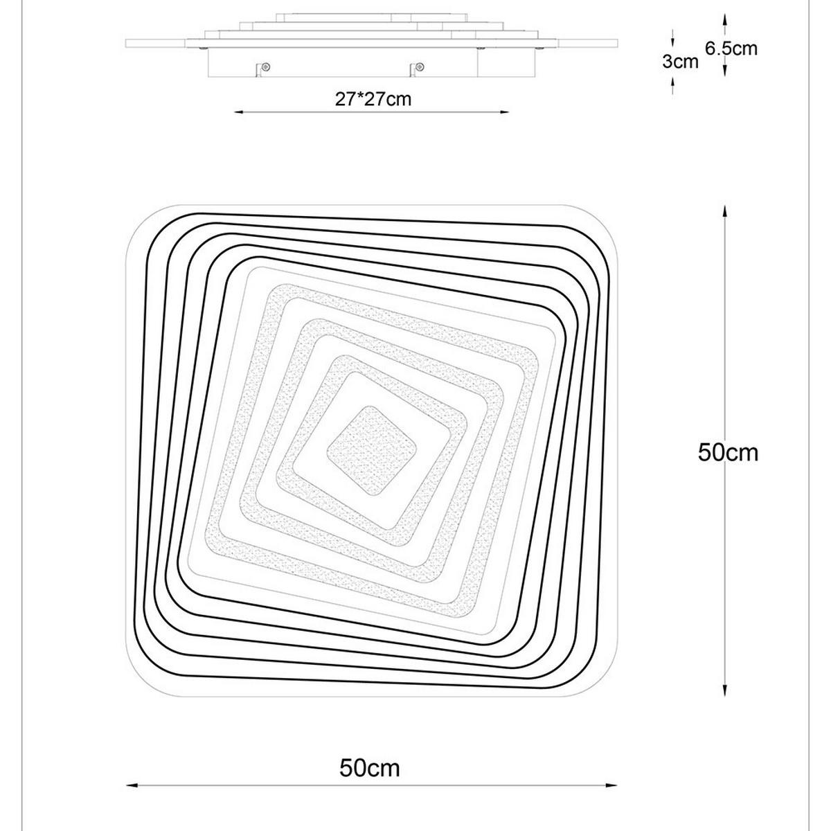 DECKENLEUCHTE LED, Metall-Acryl, Weiß, CCT, App-Steuerung - Weiß, Metall (50/50/6.5cm) - Globo Lighting