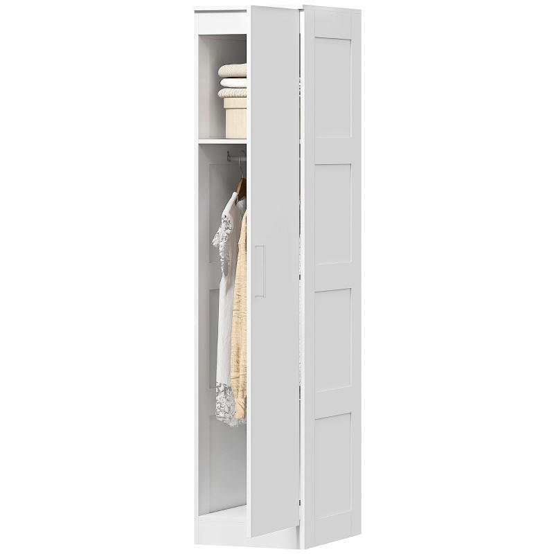 KLEIDERSCHRANK aus Holz 40x52x180 cm Weiß mit Kleiderstange, Fachboden und Soft-Close-Tür - Weiß, Holzwerkstoff (52/180/40cm) - Modfu