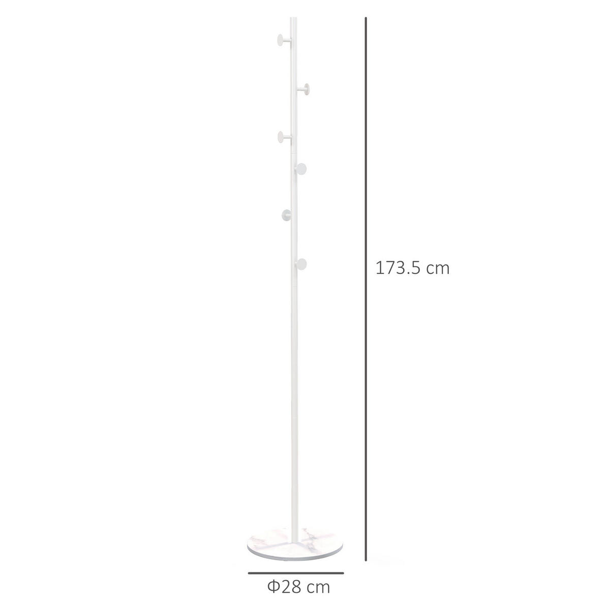 GARDEROBENSTÄNDER Weiß 1 Stück - Weiß, Metall (28/173.5/28cm) - GiPP