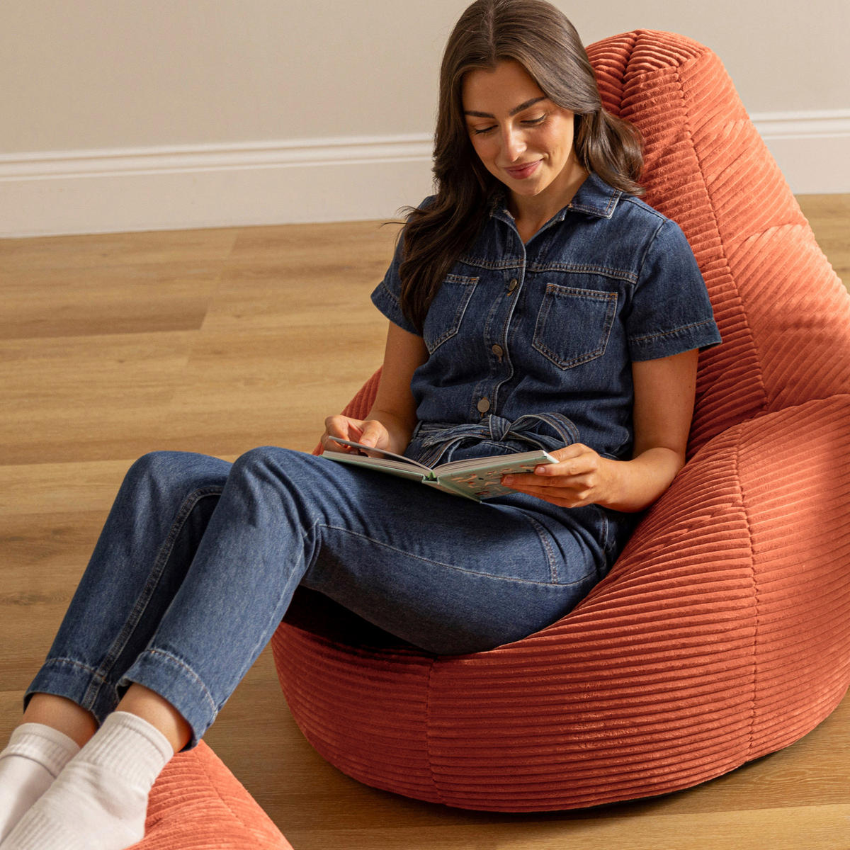 SITZSACK Dalton mit Hocker - Terracotta, Textil (82/76/82cm) - icon