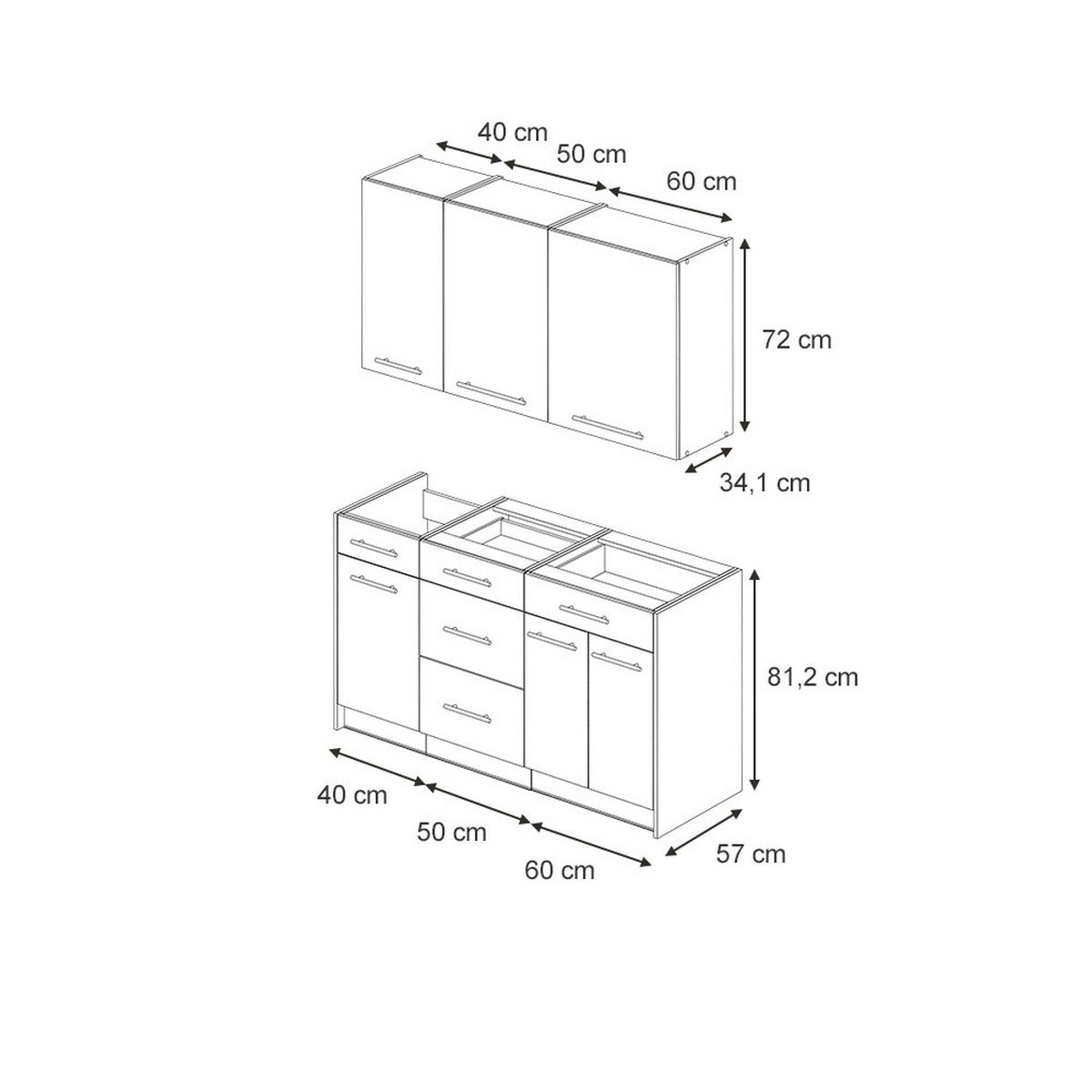SINGLEKÜCHE Fame-Line, Dunkelblau Hochglanz/Anthrazit, 150 cm ohne Arbeitsplatte - Anthrazit/Dunkelblau, Holzwerkstoff (150/82/51.6cm) - Vicco