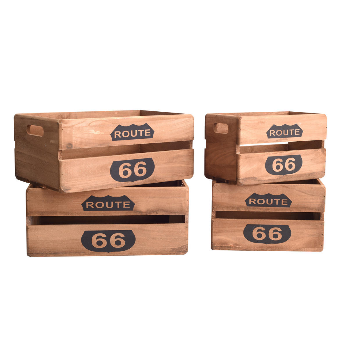 HOLZKISTEN SET, 4tlg. Braun 22/35/15 cm - Braun, Holz (22/15/35cm) - Mobili Rebecca