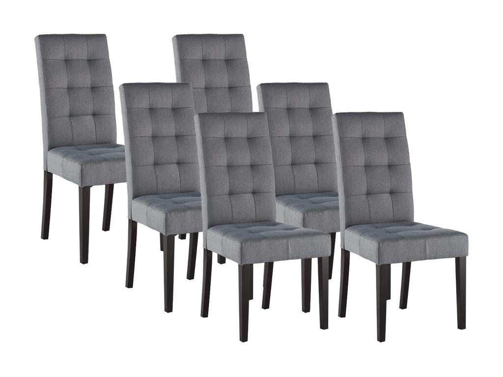 STUHL 6er-Set - Stoff & Holz - Grau - VILLOSA - Grau, Textil (61/100/48cm) - Vente-Unique