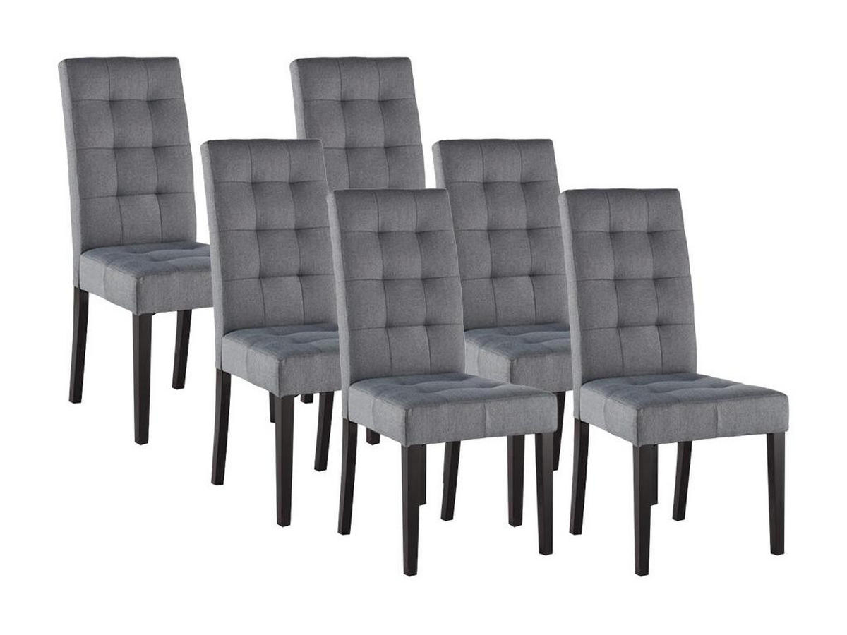 STUHL 6er-Set - Stoff & Holz - Grau - VILLOSA - Grau, Textil (61/100/48cm) - Vente-Unique