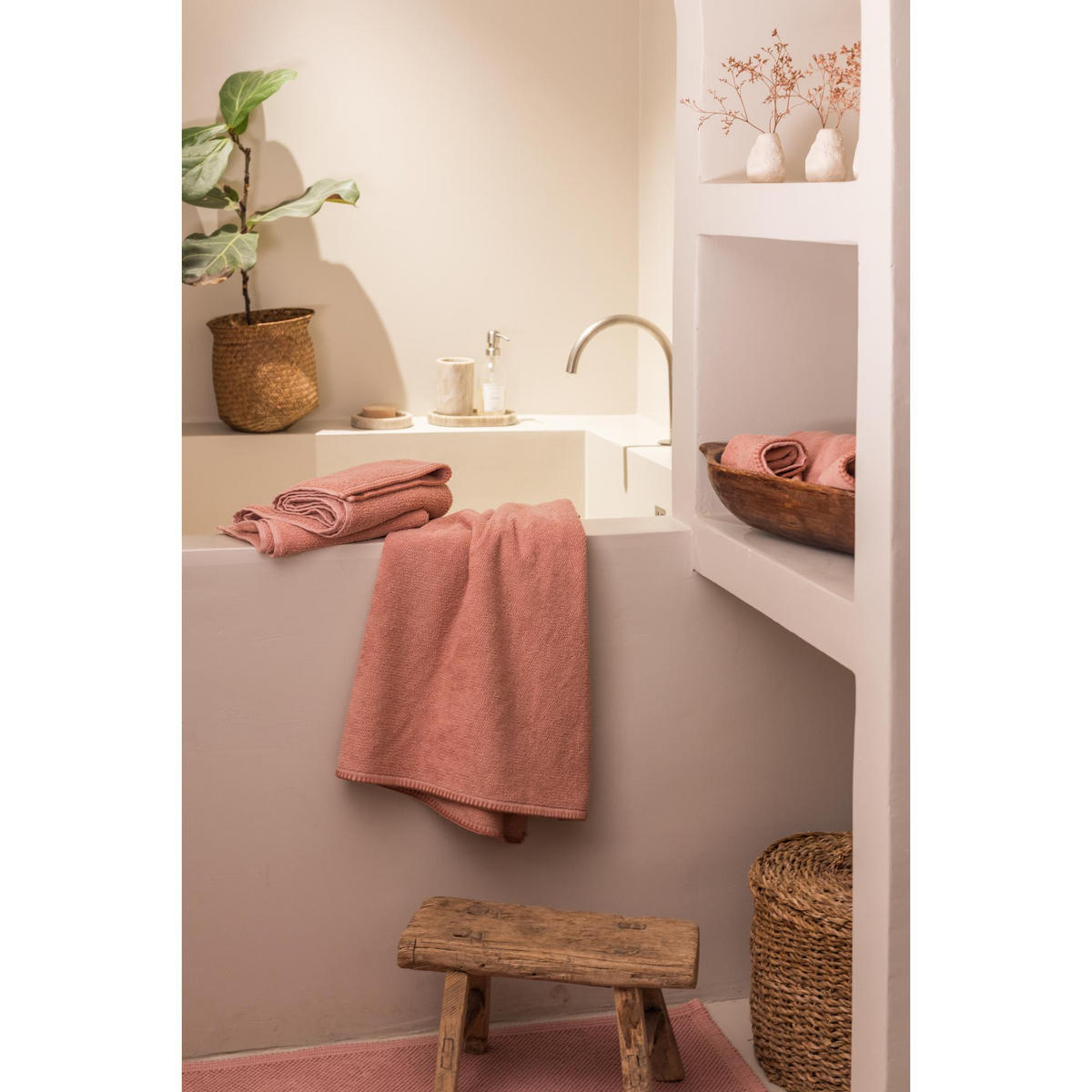 HANDTUCH Bora azaleefarben 50 x 100 cm - Rosa, Textil (50/100cm) - Vivaraise