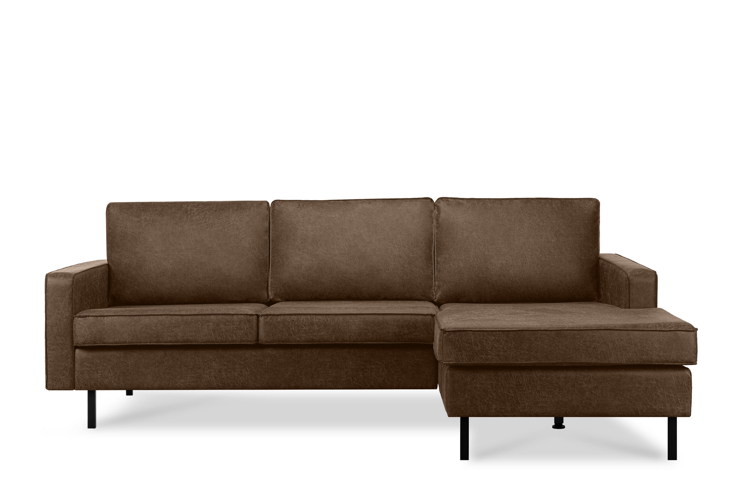 ECKSOFA-RECHTS INVIA mit Armlehnen vintage, Lederoptik-Stoff, dunkelbraun - Dunkelbraun/Schwarz, Textil (234/160cm) - KONSIMO®