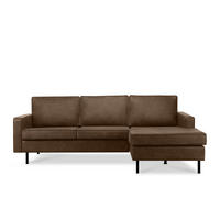 ECKSOFA-RECHTS INVIA mit Armlehnen vintage, Lederoptik-Stoff, dunkelbraun - Dunkelbraun/Schwarz, Textil (234/160cm) - KONSIMO®