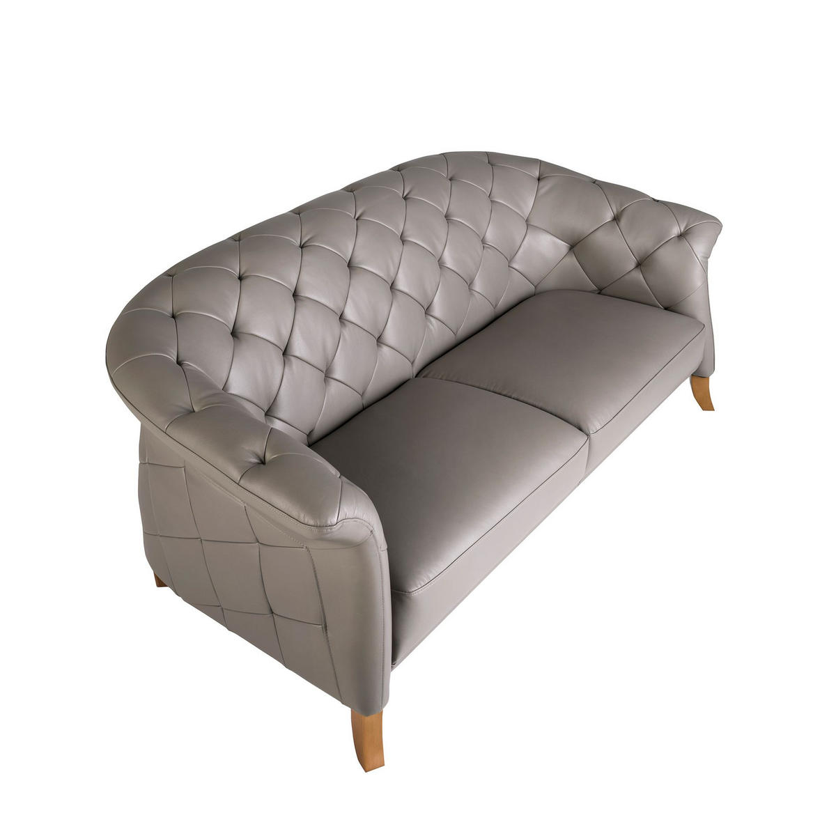 CHESTERFIELD-SOFA Chester Sofa 2 Sitzer grau Leder 207/104/82 cm - Grau/Honig, Leder (207/82/104cm) - ANGEL CERDA