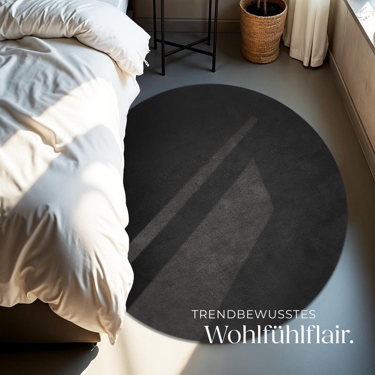 KURZFLORTEPPICH Soft Zone,rutschfeste Unterseite,anthrazit - Anthrazit, Kunststoff (120/120cm) - tectake
