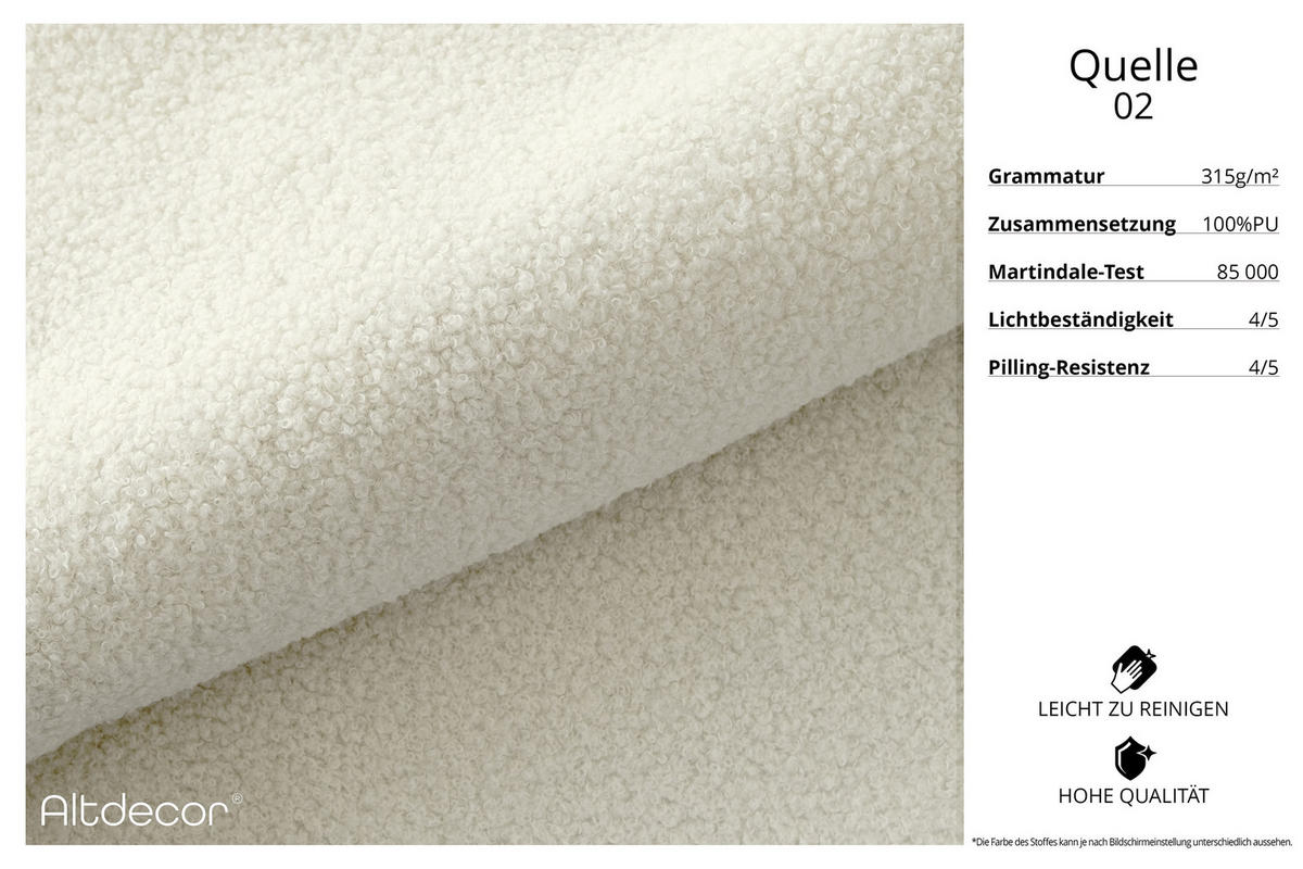 ECKSOFA Ottomane Links IREA-L3-v2 - 412x165x80 cm Beige - Creme, Holzwerkstoff/Textil (412/165cm) - ALTDECOR