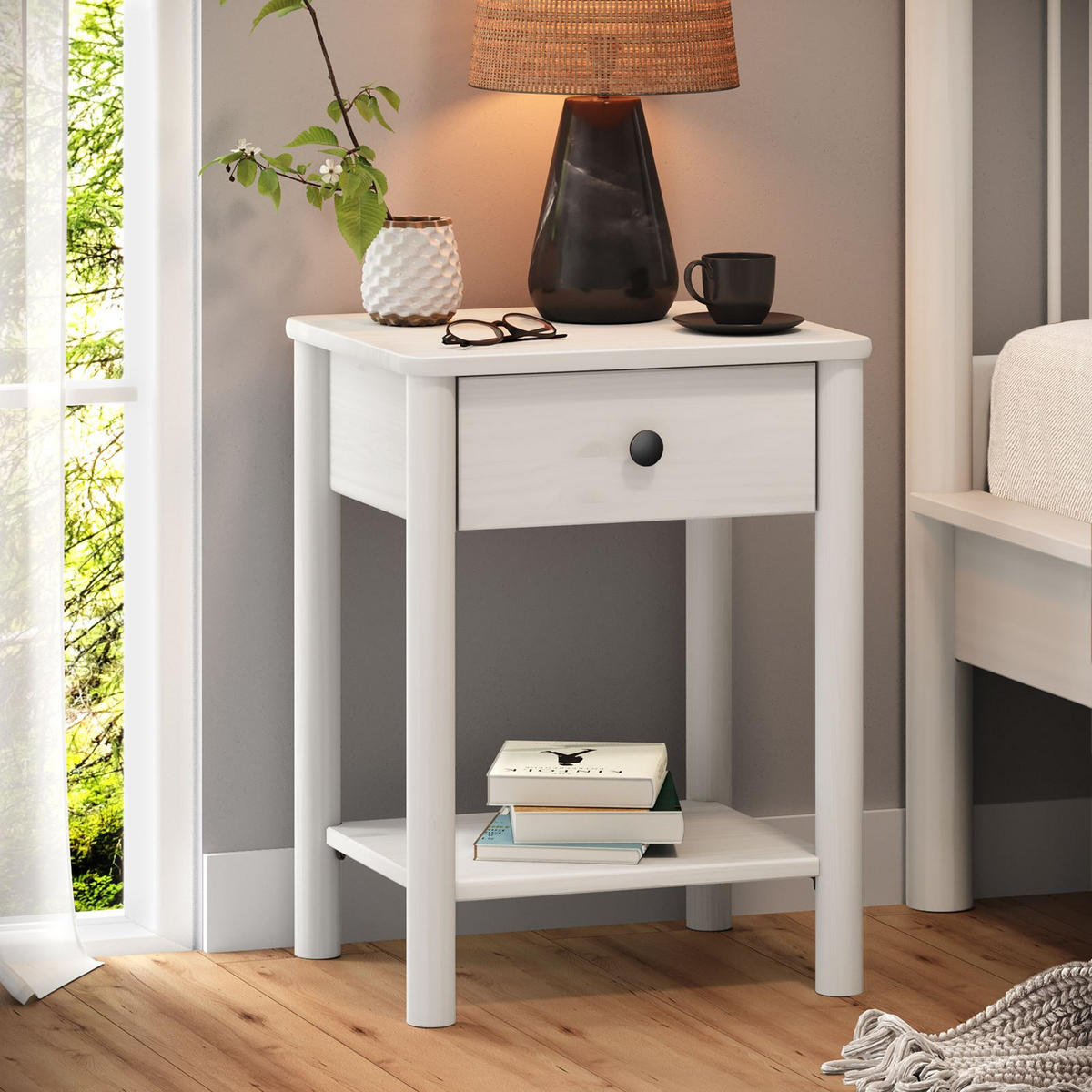 NACHTTISCH APOANA weiß - Weiß, Holz (45/55/35cm) - IDIMEX