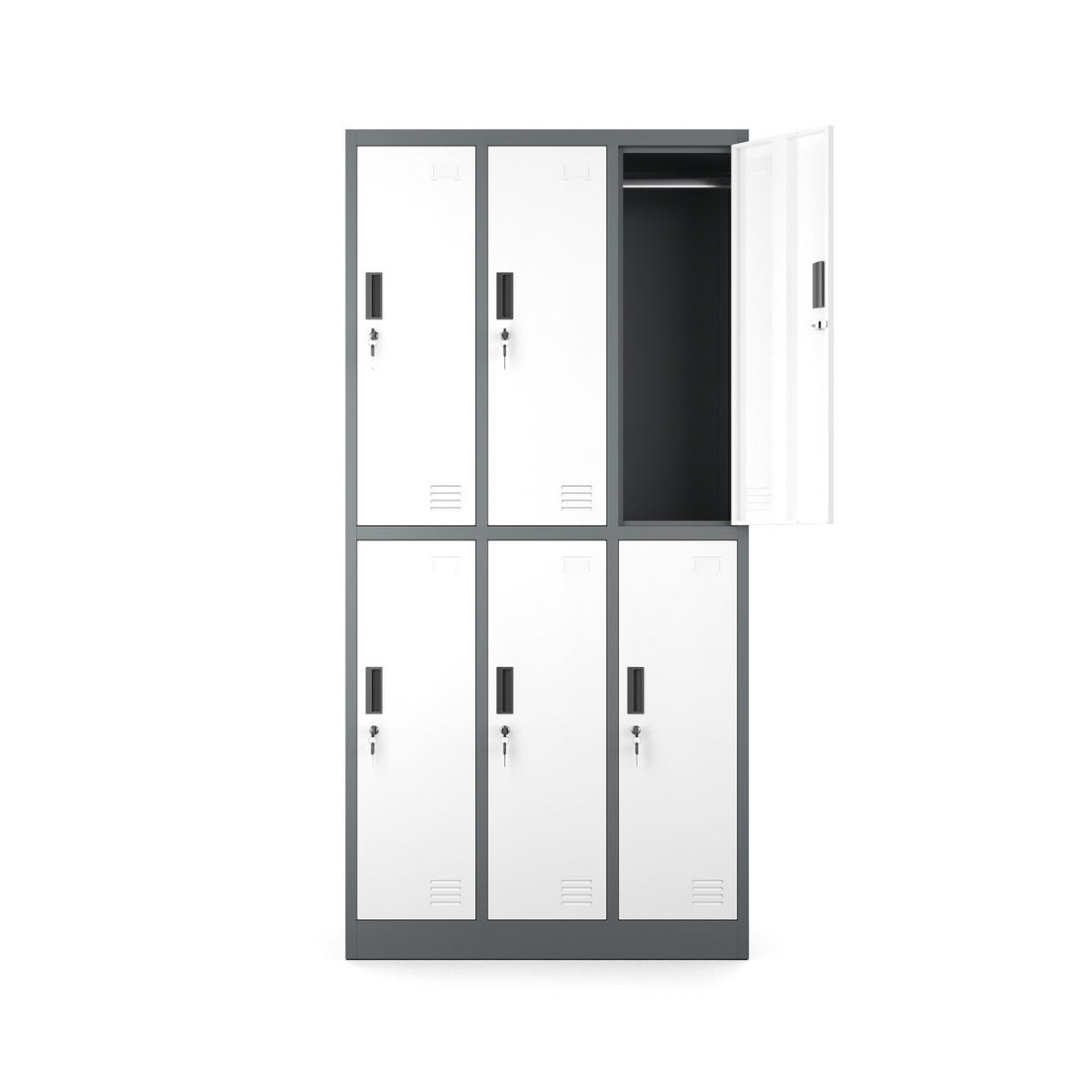 MEHRZWECKSCHRANK mit 6 Fächer Weiß Anthrazit Stahl 90x185x45cm - Anthrazit/Weiß, Metall (90/185/45cm) - Muralo