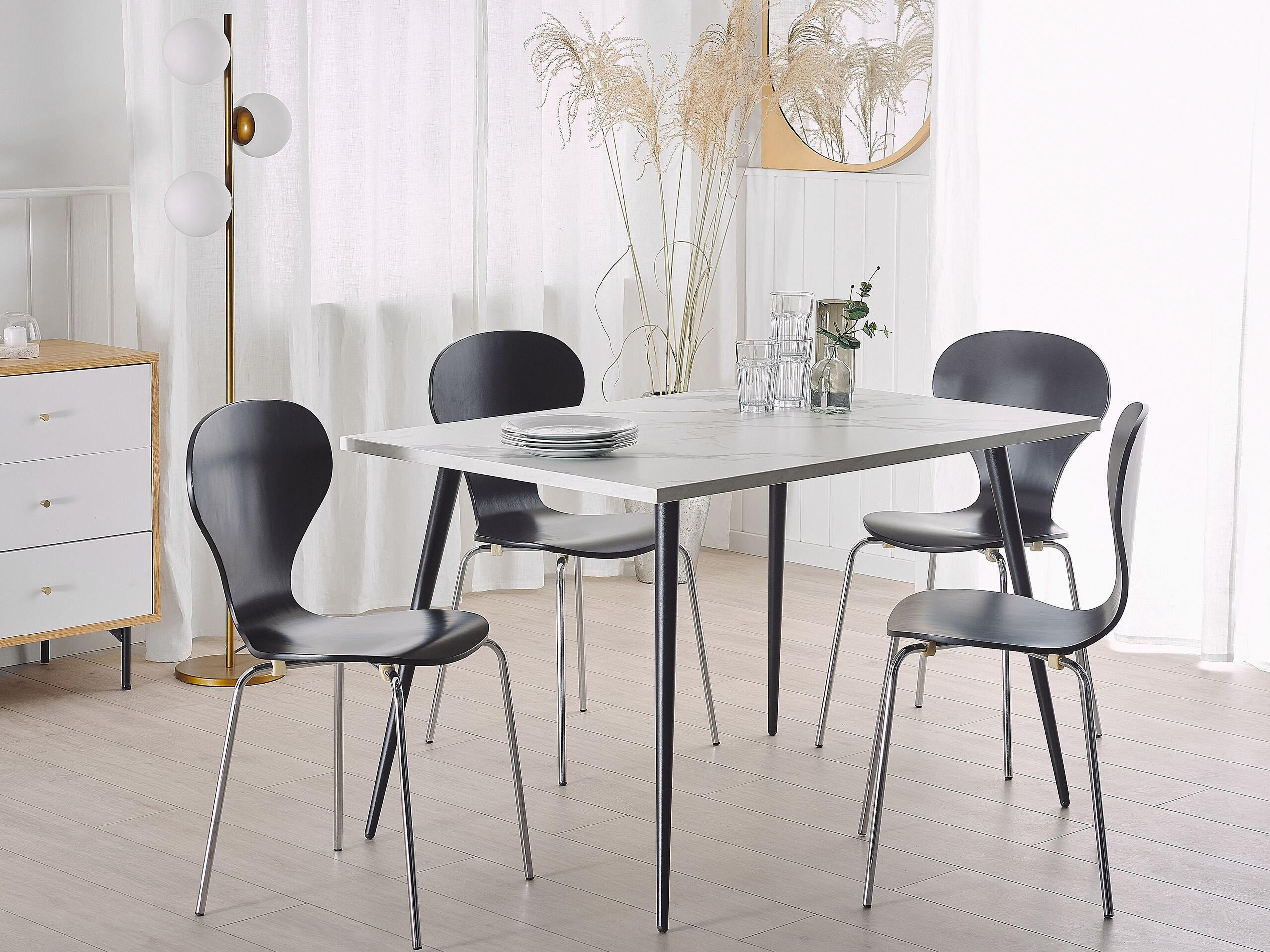 ESSTISCH 120/80/76 cm Weiß schwarz Rechteckig Santiago - Weiß, Holzwerkstoff (120/80/76cm) - Beliani
