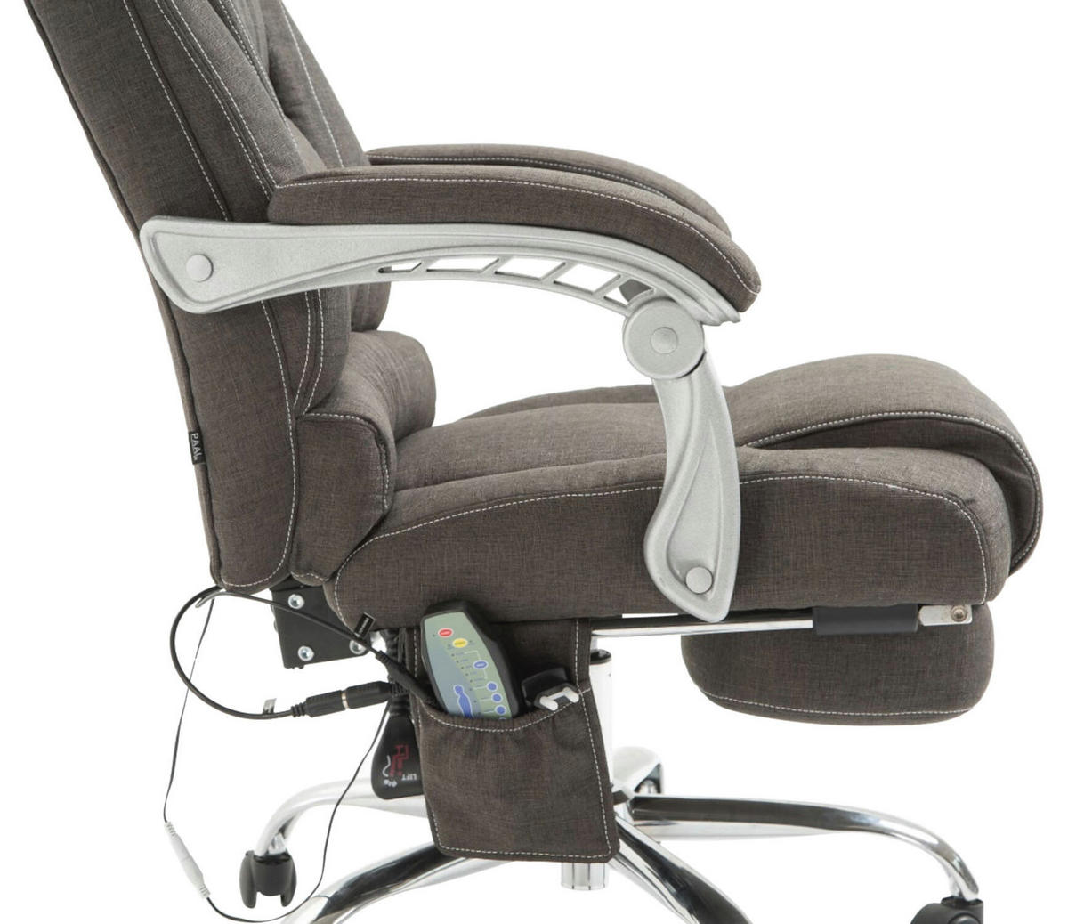 BÜROSTUHL Pacira, Stoff mit Massagefunktion Dunkelgrau - Dunkelgrau, Textil/Metall (68/127/64cm) - TPFLiving