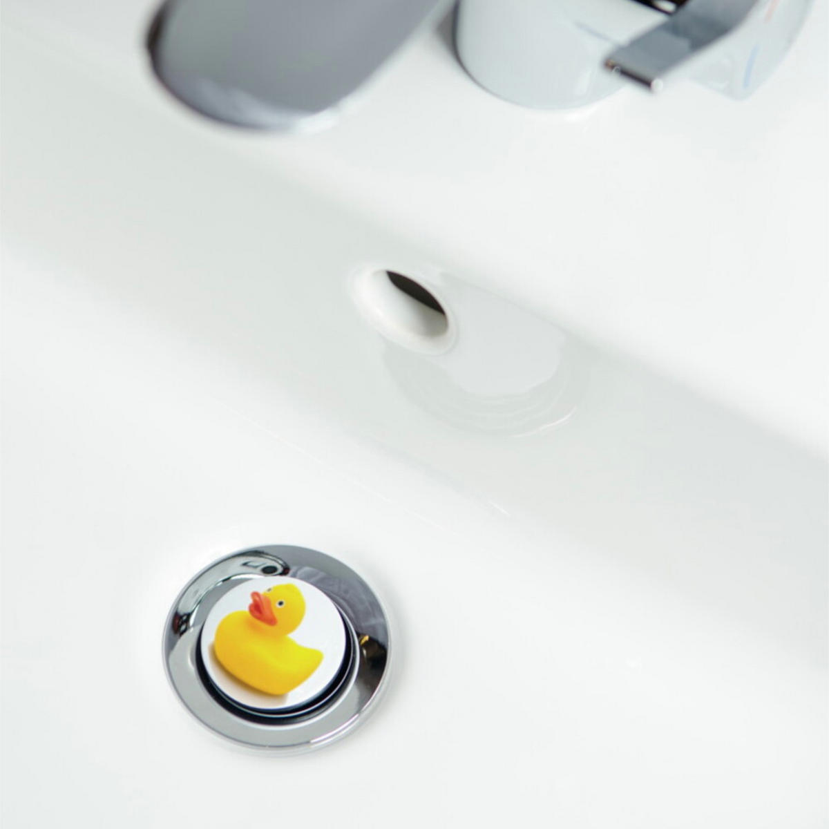 WASCHBECKENSTÖPSEL Ente - Gelb, Kunststoff/Metall (4/7/7cm) - Sanilo