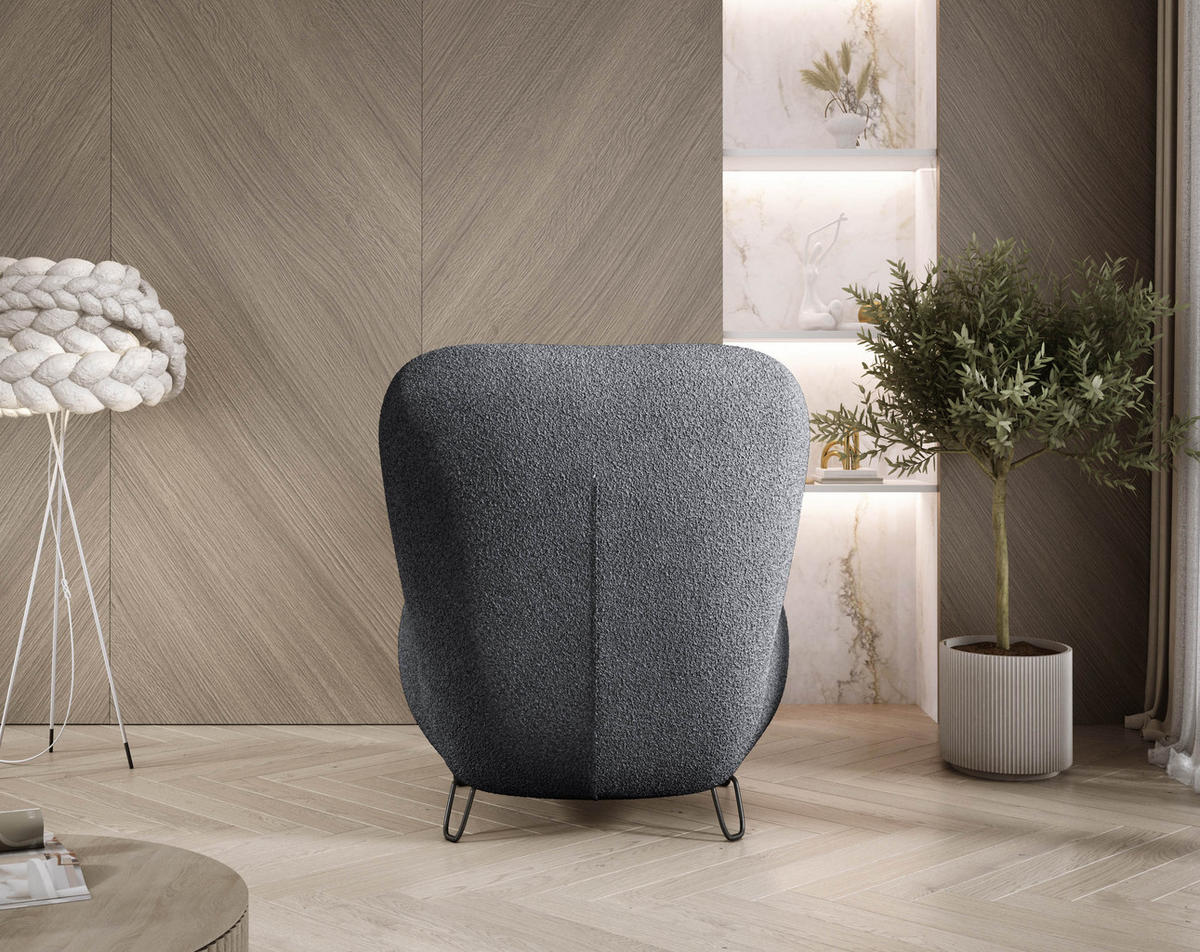 SESSEL LUIS, Skandinavischer Stil – Freistehend, 82×56×82 cm, SCHWARZ - Schwarz, Holz/Textil (82/82/66cm) - DomoHome