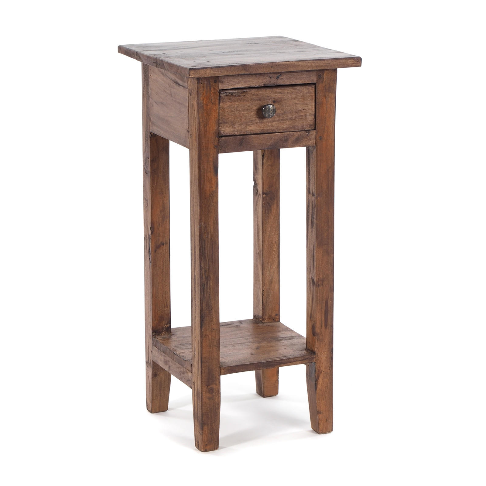 TELEFONTISCH DRAWER 65 Mahagoni Recyclingholz, mit Schublade 02 hellbraun - Hellbraun, Holz (31/31/65cm) - DESIGN DELIGHTS