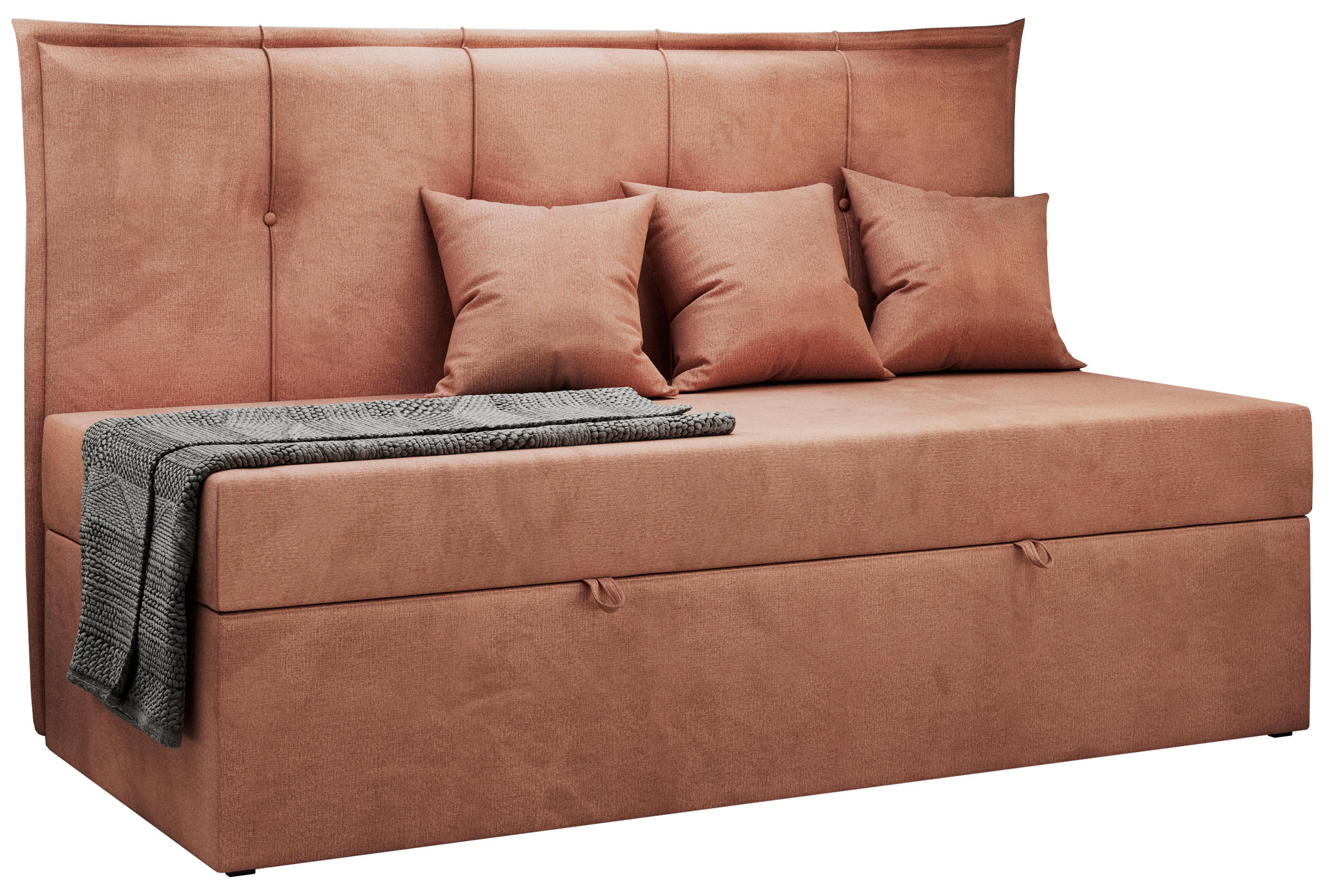 BOXBETT BANCO 90/200 Hellrosa Velvet hydrophob - H3 - Hellrosa, Holz/Textil (90/200cm) - MKS